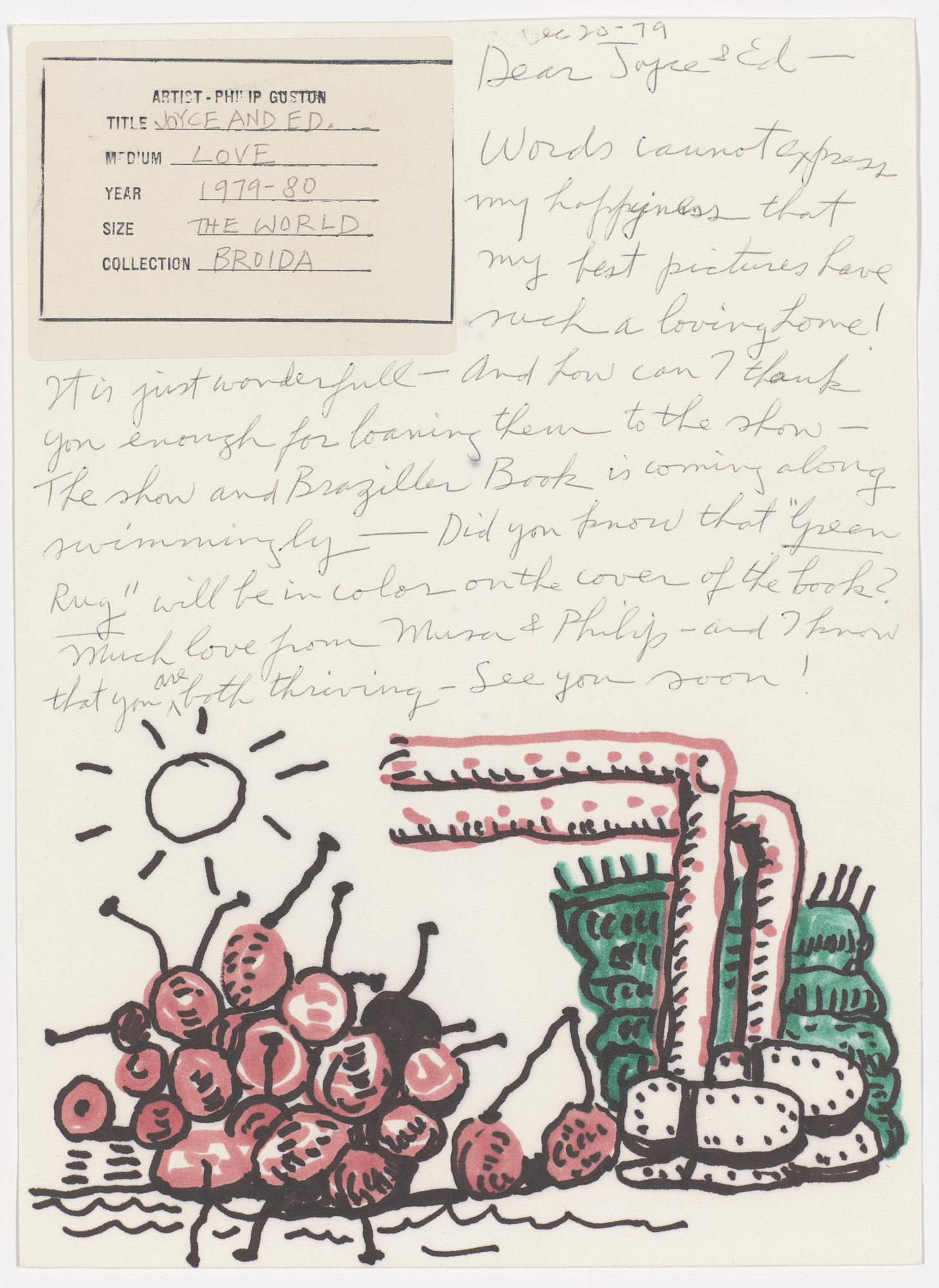 Philip Guston. Untitled (Illustrated Letter)