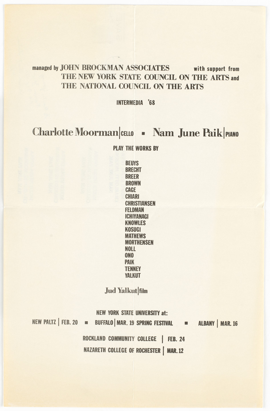 Designer Unidentified, Charlotte Moorman, Nam June Paik. Poster