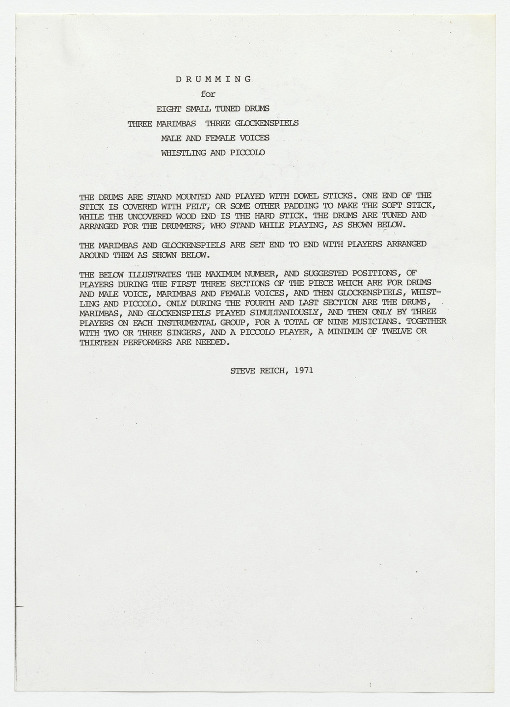 Steve Reich. Drumming. 1971