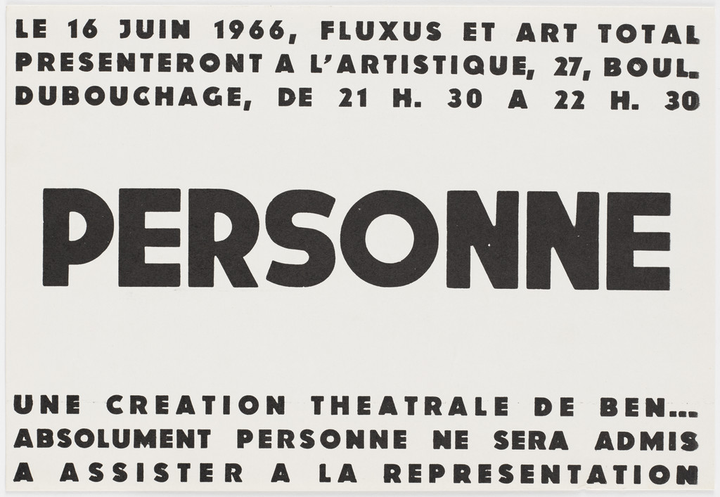 Poster for Personne, L'Artistique, Nice, June 16, 1966