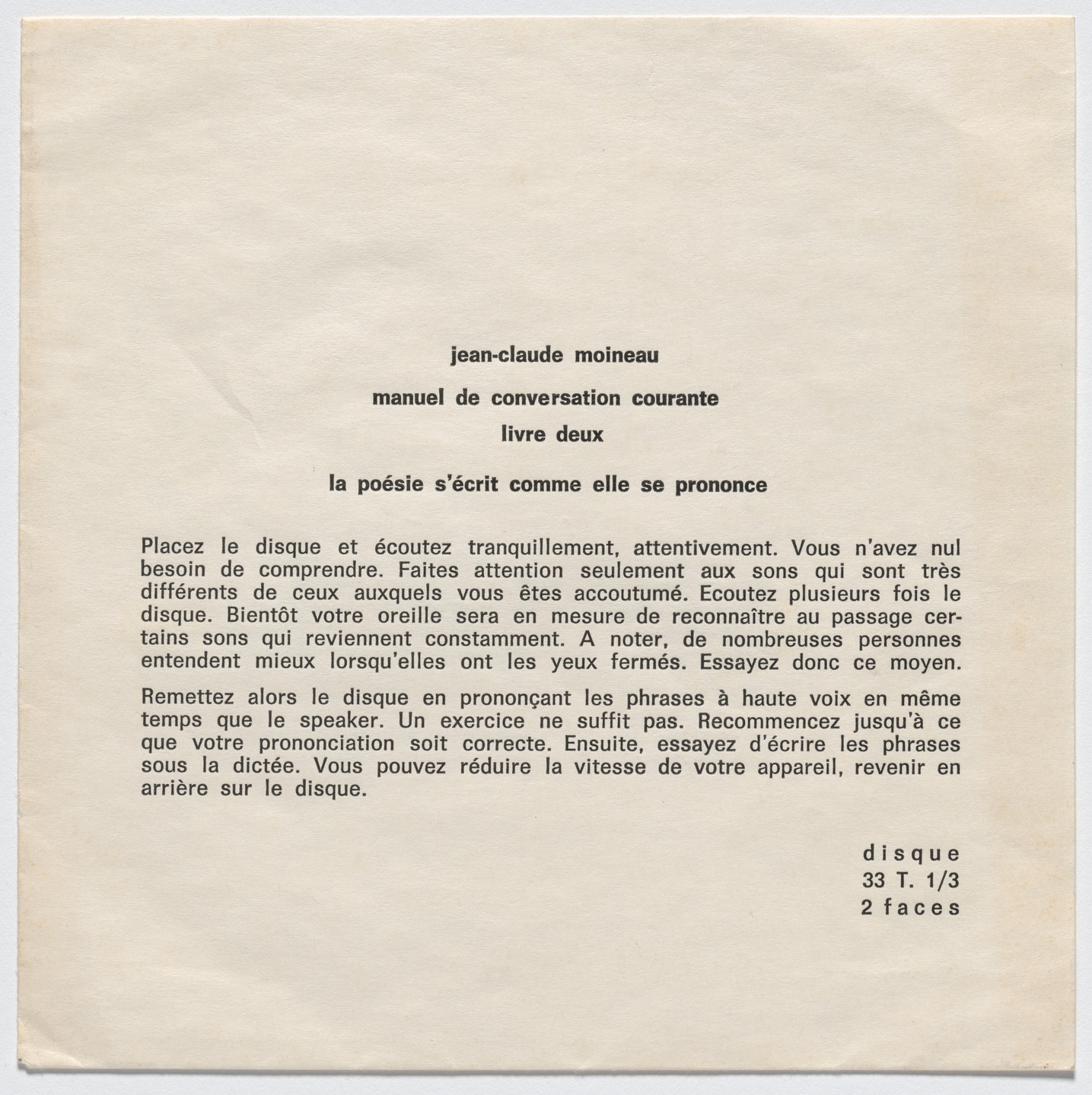 Jean-Claude Moineau. Manuel de conversation courante, livre deux. 1965–69