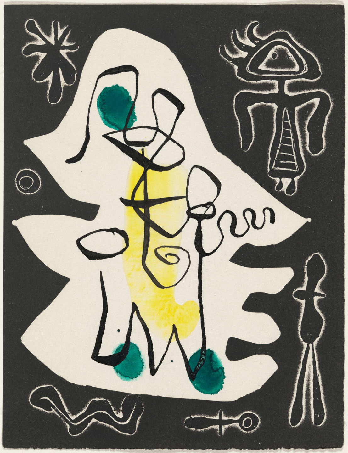 Joan Miró. Variant of plate (page 101) from Le Désespéranto (Desesperanto): Volume III from L'Antitête (The Anti-Head). 1947–49, published 1949