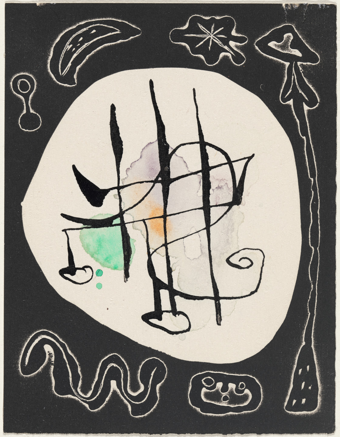 Joan Miró. Variant of plate (page 51) from Le Désespéranto (Desesperanto): Volume III from L'Antitête (The Anti-Head). 1947–49, published 1949