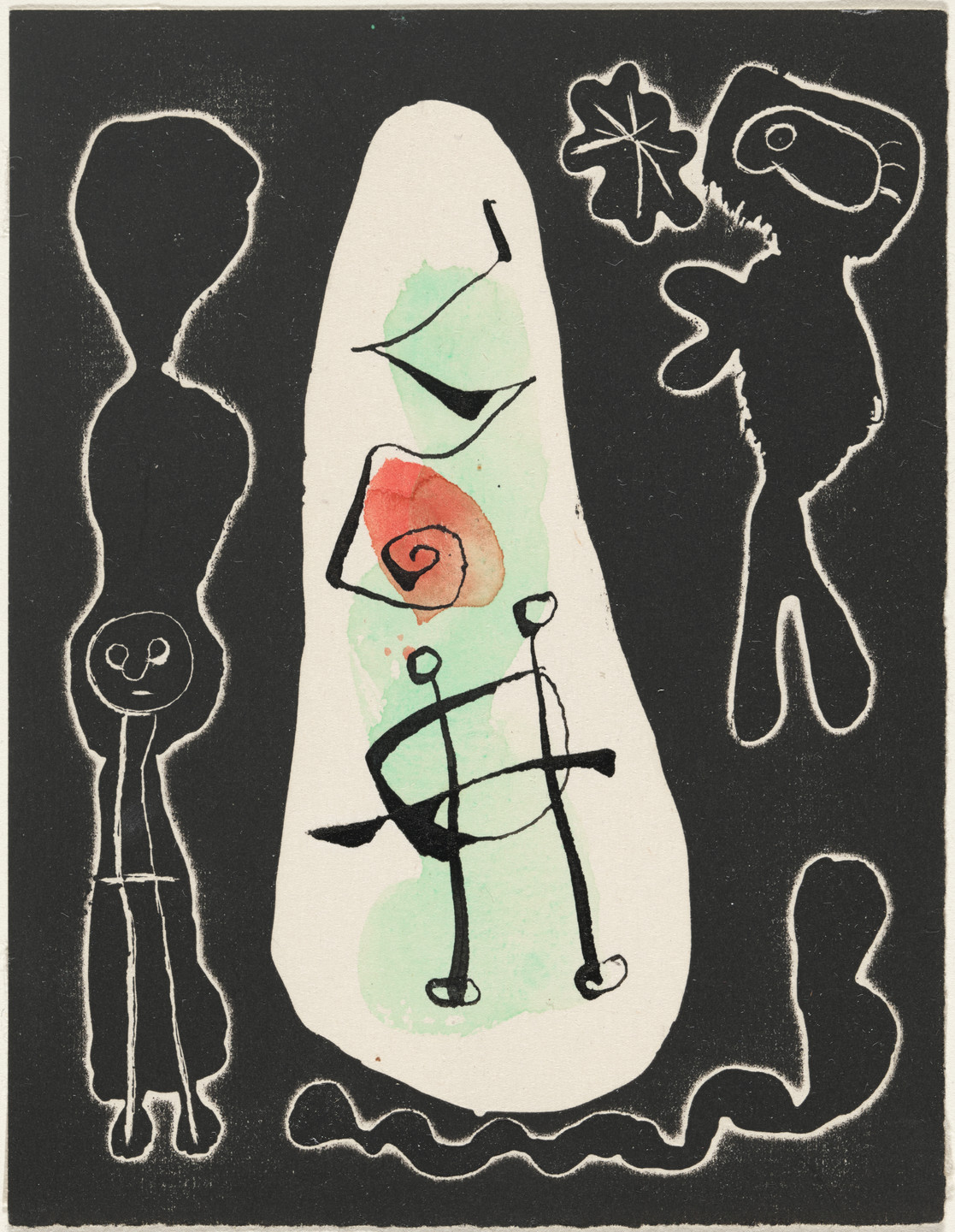 Joan Miró. Variant of plate (page 45) from Le Désespéranto (Desesperanto): Volume III from L'Antitête (The Anti-Head). 1947–49, published 1949