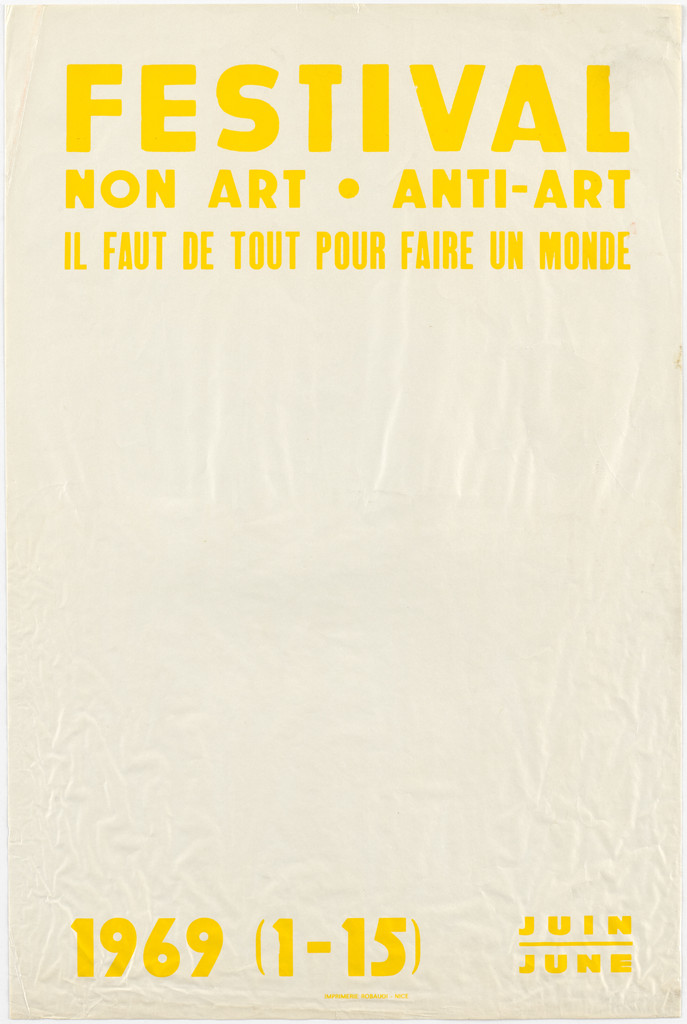 Poster for Non-Art Anti-Art Festival, June 1–15, 1969