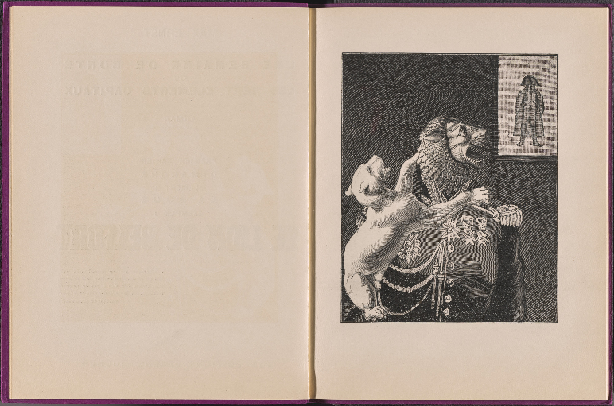 Max Ernst. Volume I: Le Lion de Belfort (Volume I: The Lion of Belfort) from Une Semaine de bonté ou les sept éléments capitaux (A Week of Kindness or the Seven Deadly Elements). 1933–34, published 1934
