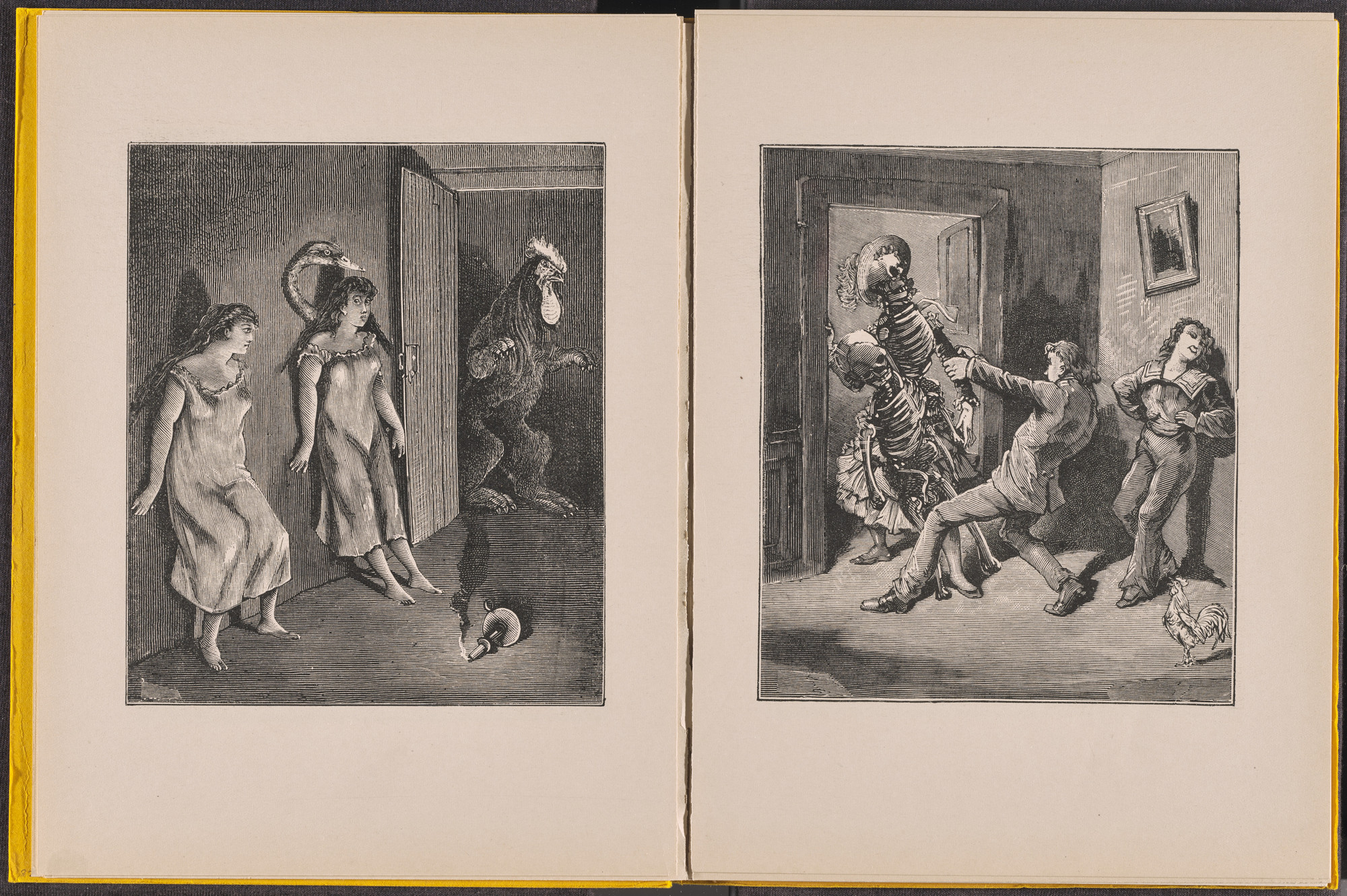 Max Ernst. Volume V: Le Rire du coq, L'Ile de Pâques, L'Intérieur de la vue, La Clé des chants (Volume V: The Rooster's Laugh, Easter Island, The Interior of Sight, The Key to Songs) from Une Semaine de bonté (A Week of Kindness or the Seven Deadly Elements). 1933–34, published 1934