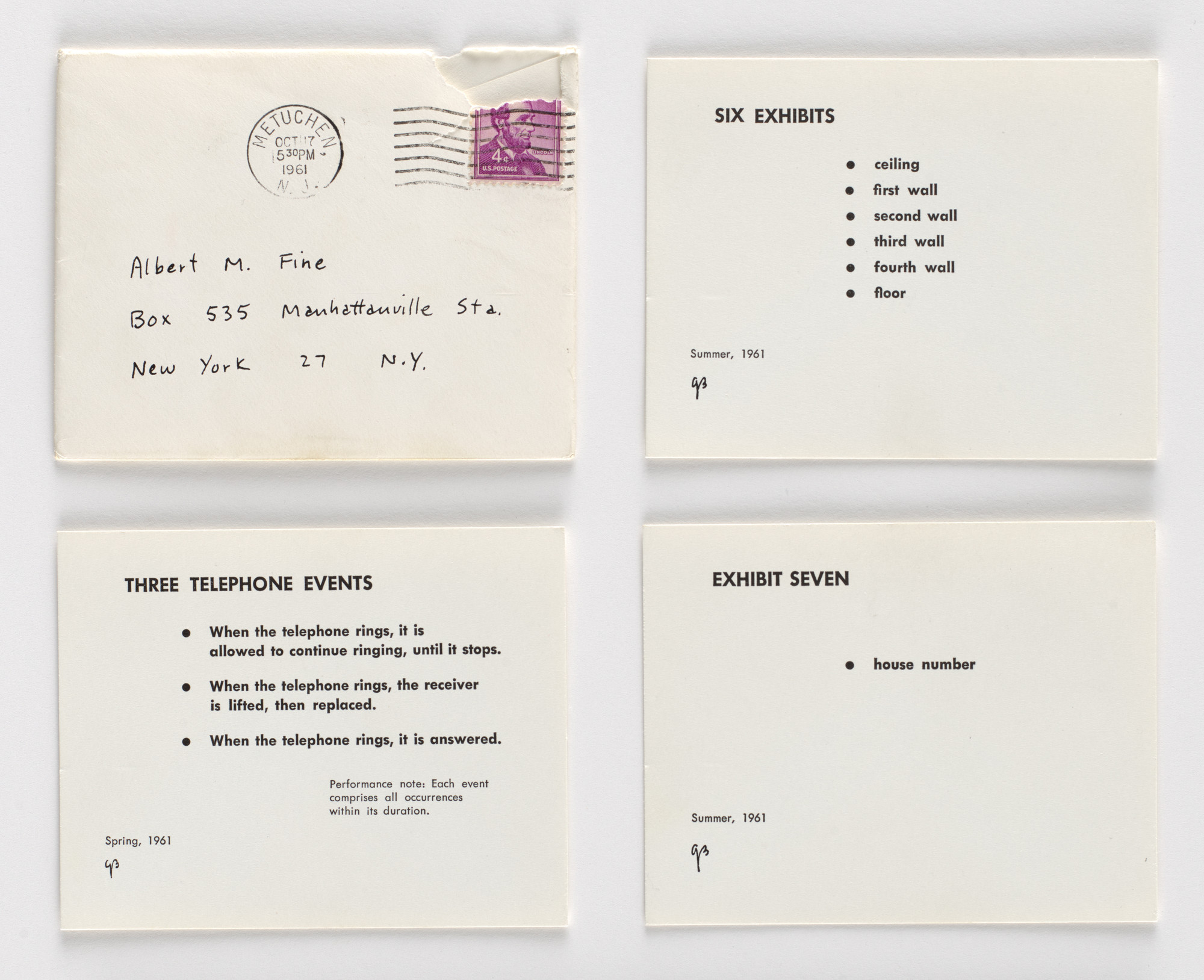 George Brecht. Exhibit Seven/Six Exhibits/Three Telephone Events
