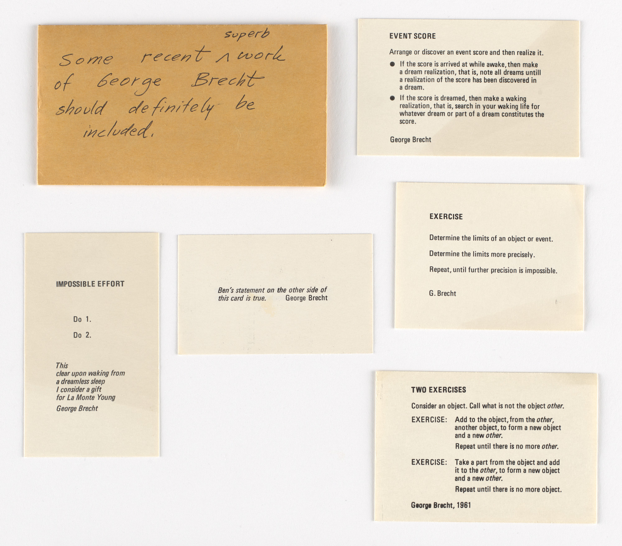 George Brecht. Event Cards