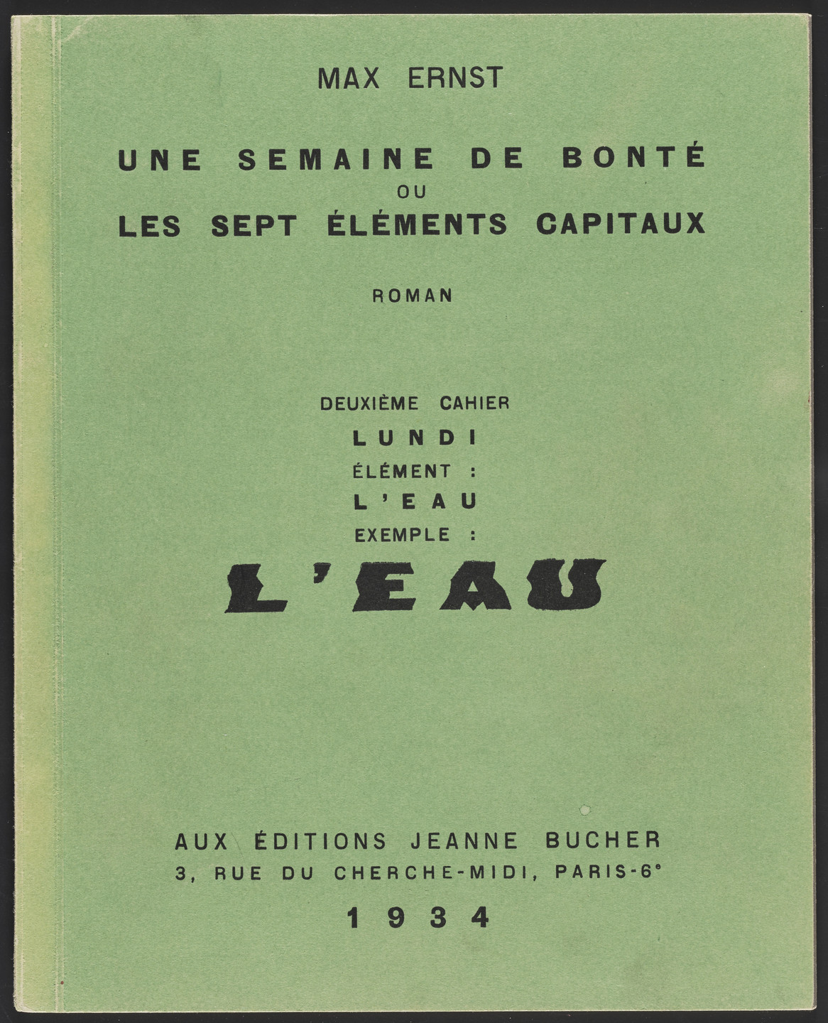 Max Ernst. Volume II: L&#39;Eau (Volume II: Water) from Une Semaine de bonté ou les sept éléments capitaux (A Week of Kindness or the Seven Deadly Elements). 1933–34, published 1934