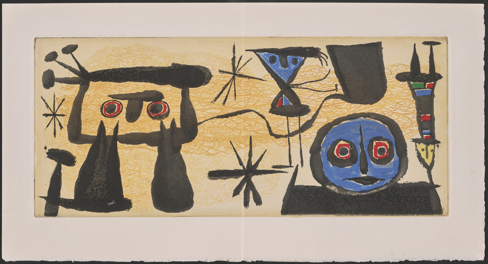 Joan Miró. Double page plate from Un Poème dans chaque livre. 1956