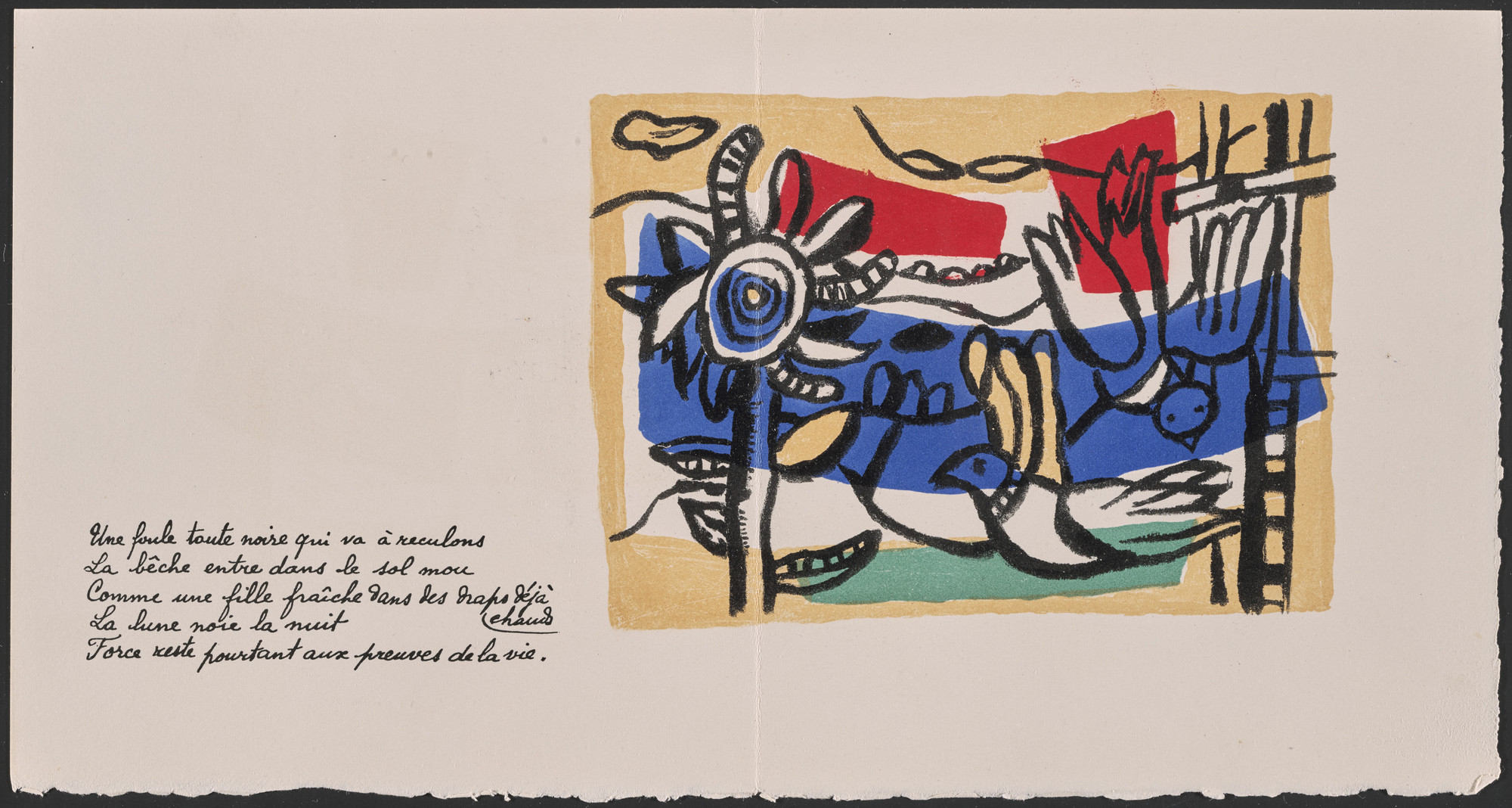Fernand Léger. Landscape with Two Birds (Paysage aux deux oiseaux) (frontispiece) from Un Poème dans chaque livre. 1955, published 1956