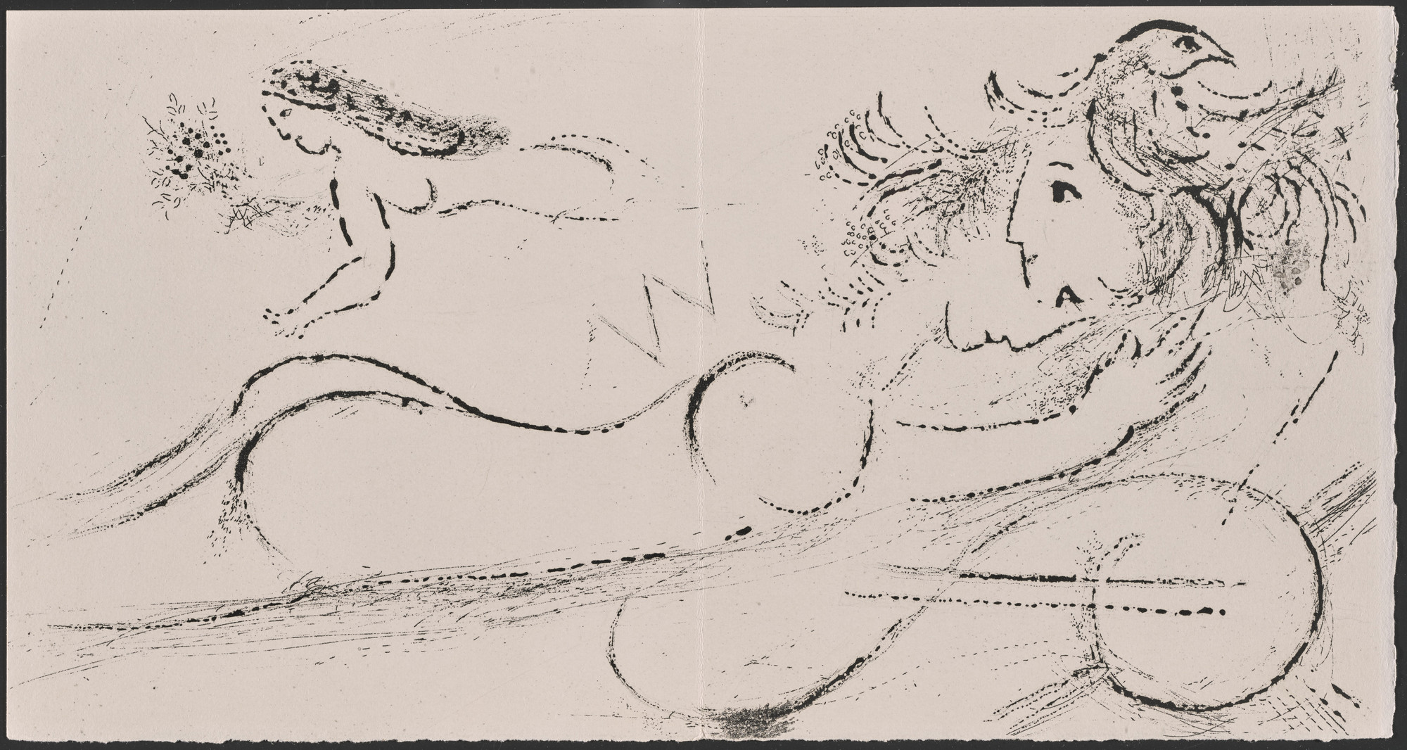 Marc Chagall. The Lover ( L'Amoureuse ) (double page plate) from Un Poème dans chaque livre