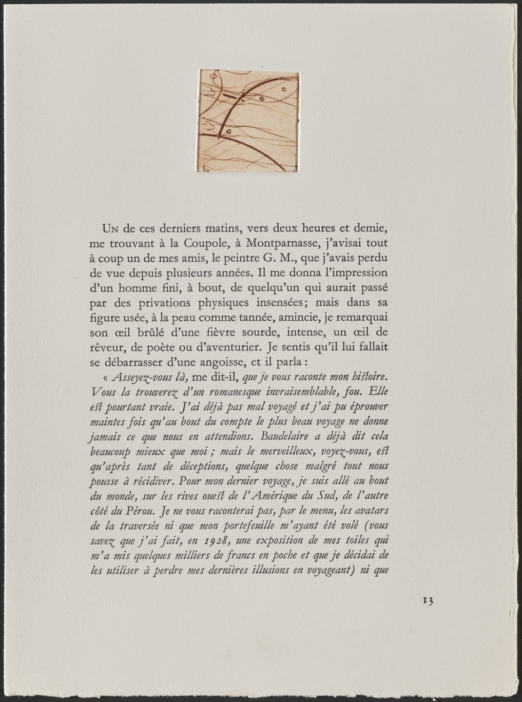 Max Ernst. Headpiece (page 13) from Galapagos: Les Iles du bout du monde. 1955