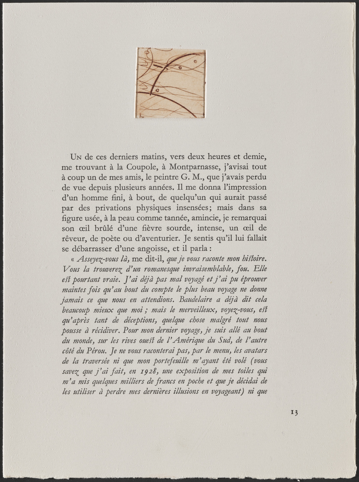Max Ernst. Headpiece (page 13) from Galapagos: Les Iles du bout du monde