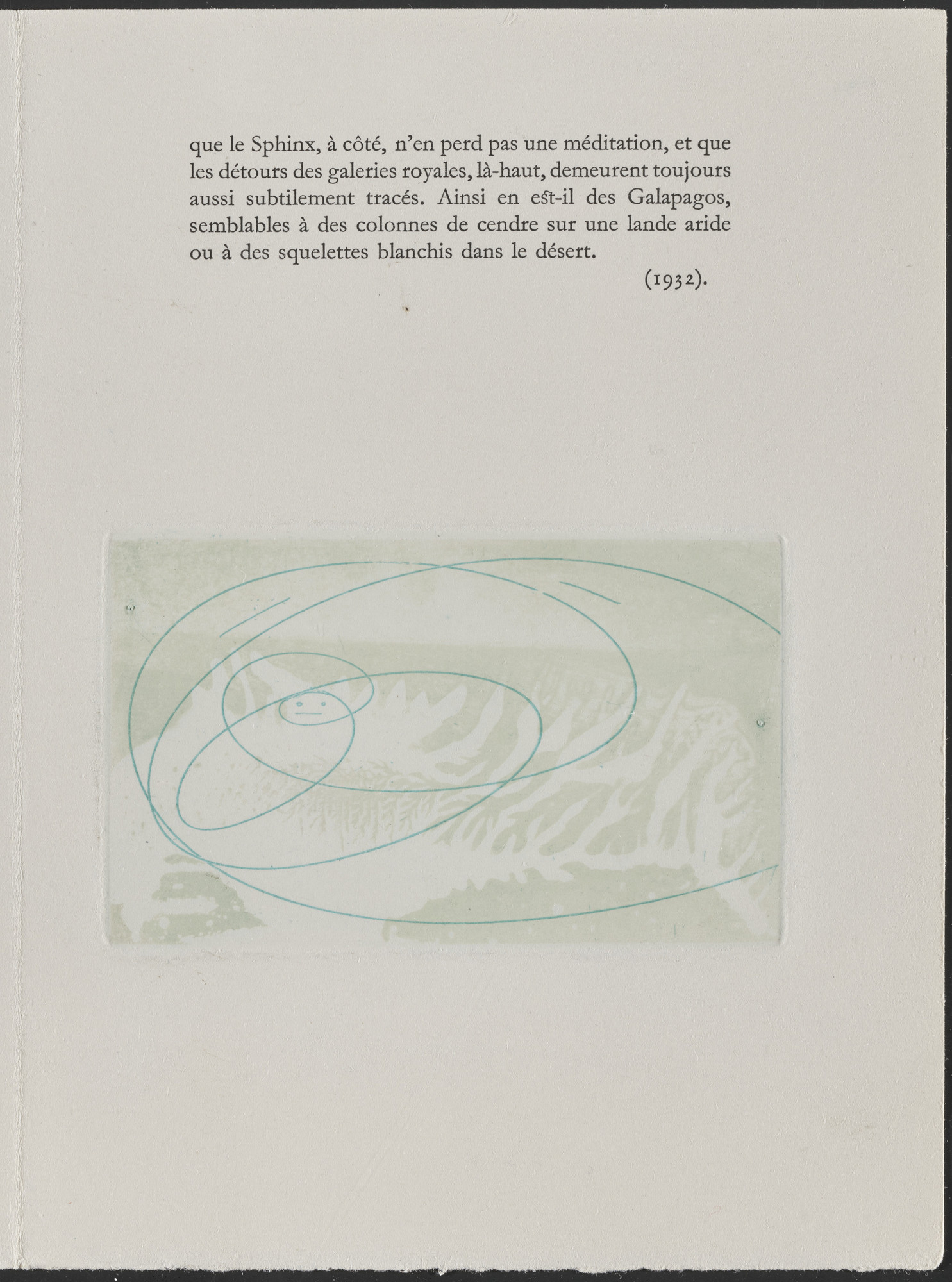 Max Ernst. Tailpiece (page 43) from Galapagos: Les Iles du bout du monde