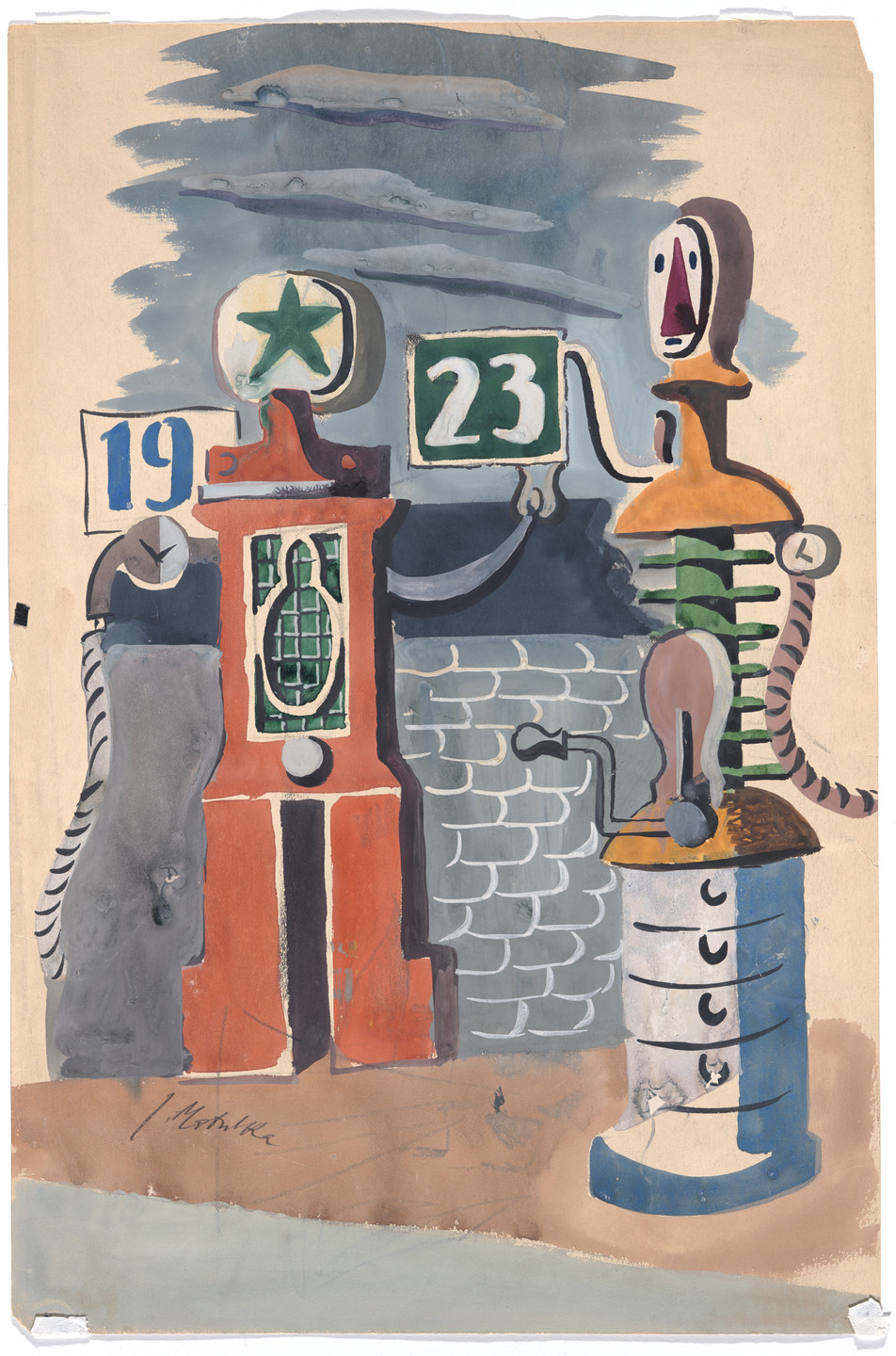 Jan Matulka. Gasoline Pumps. (c. 1934)