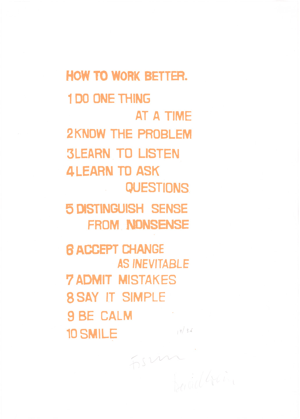 Peter Fischli, David Weiss. How to Work Better. 1991
