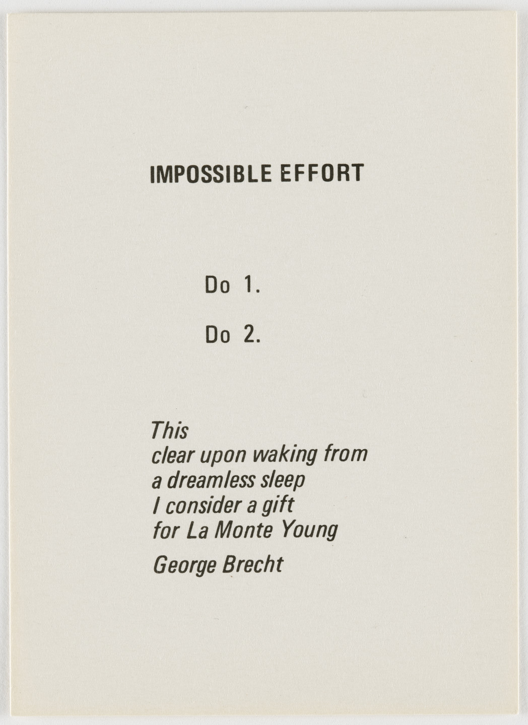 George Brecht. Impossible Effort. 1962