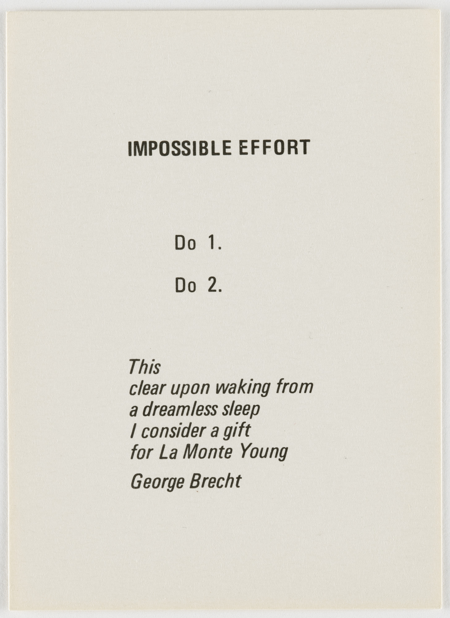 George Brecht. Impossible Effort