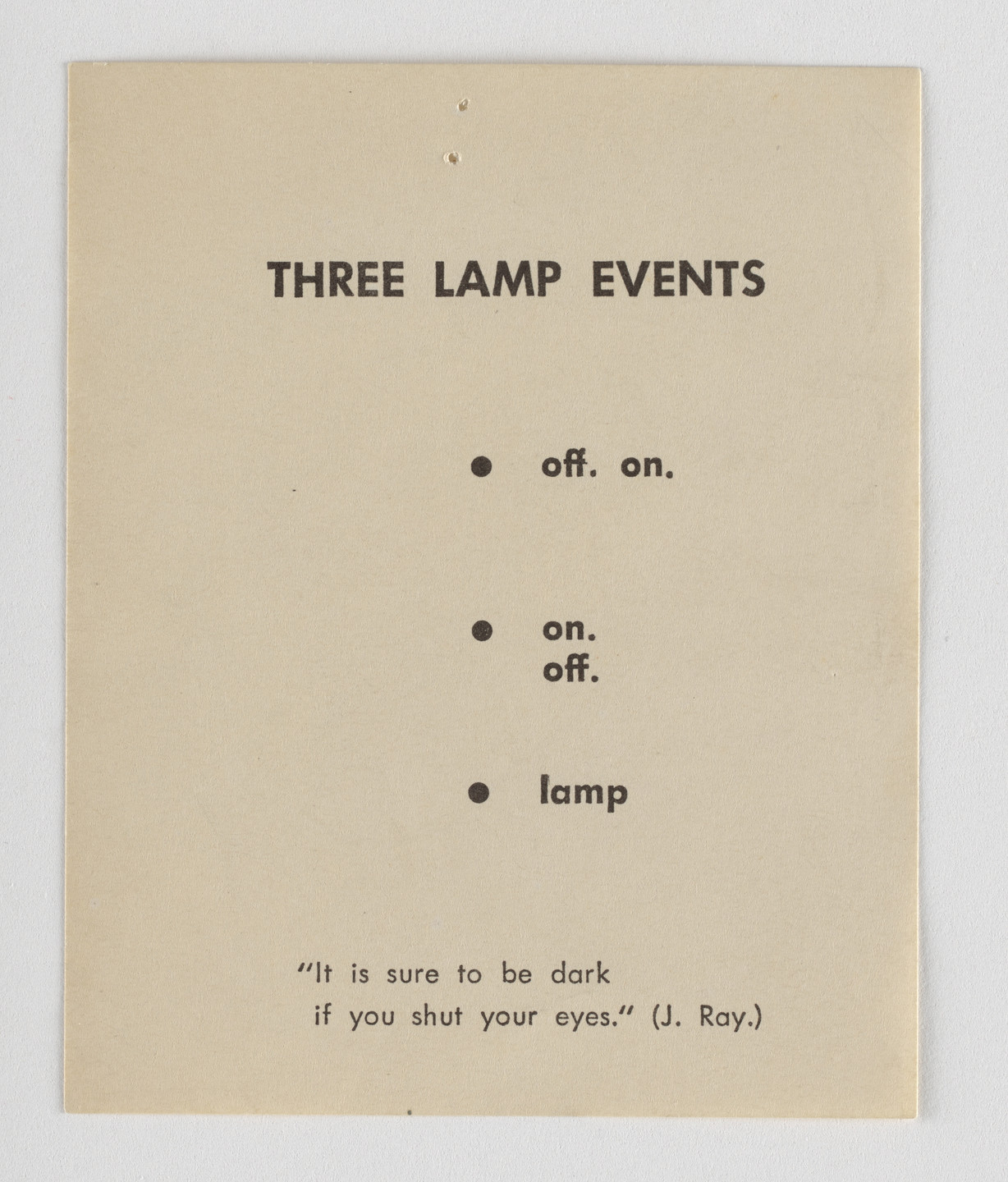 George Brecht. Event Scores. c. 1960–61