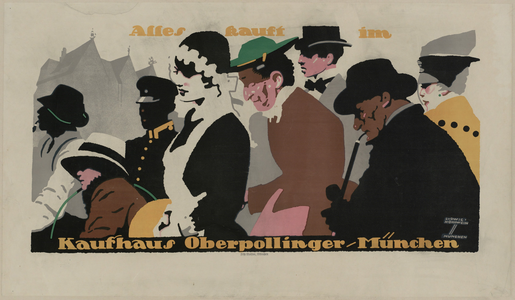 Ludwig Hohlwein. Alles Kauft im Kaufhaus Oberpollinger Munchen. c. 1914