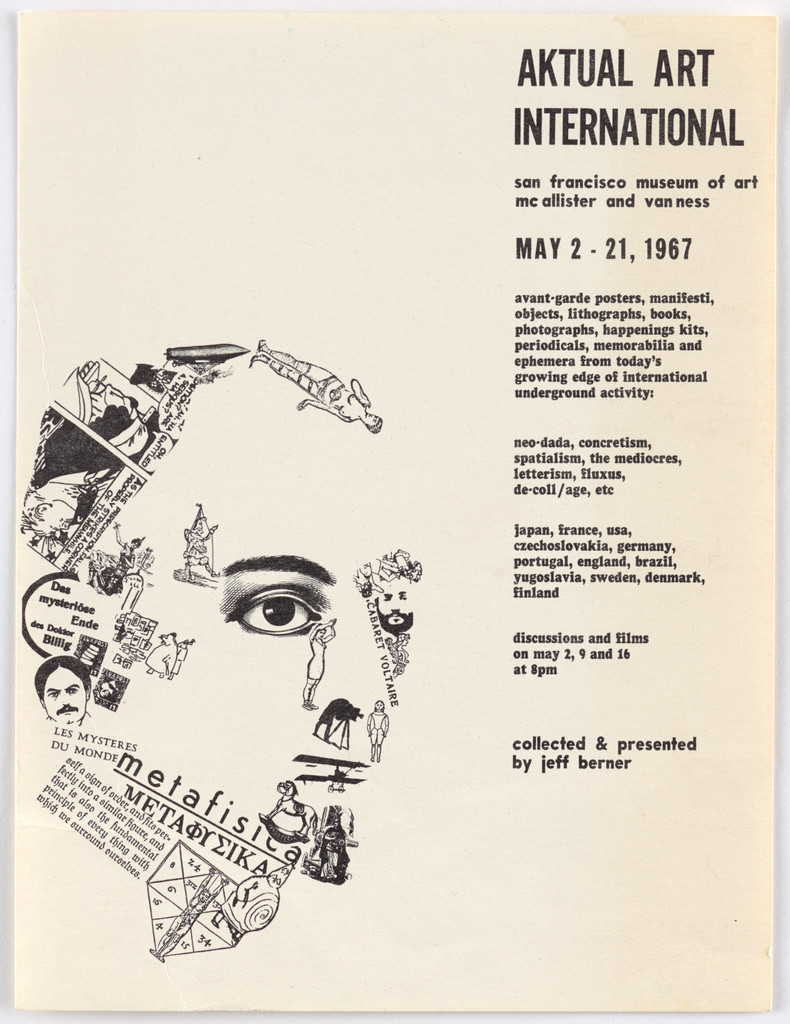 Flyer for Aktual Art International, San Francisco Museum of Art, May 2–21, 1967, Jeff Berner, 1967