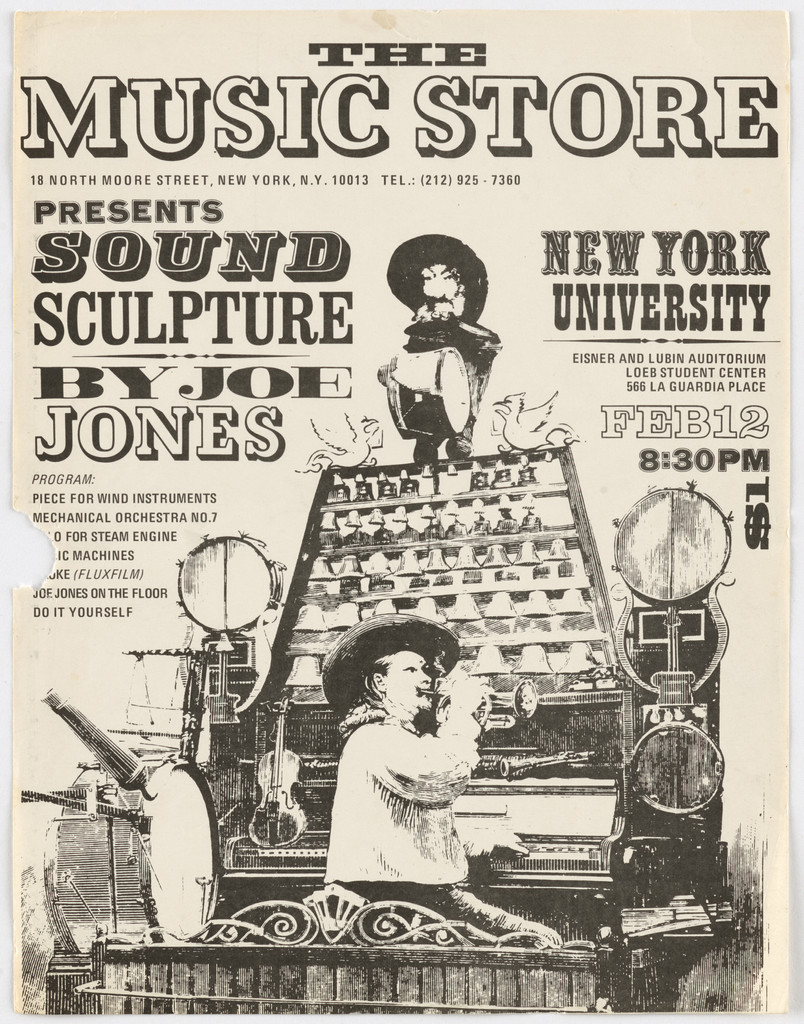 Poster for The Music Store Presents Sound Sculpture by Joe Jones, New York University, New York, February 12, 1971