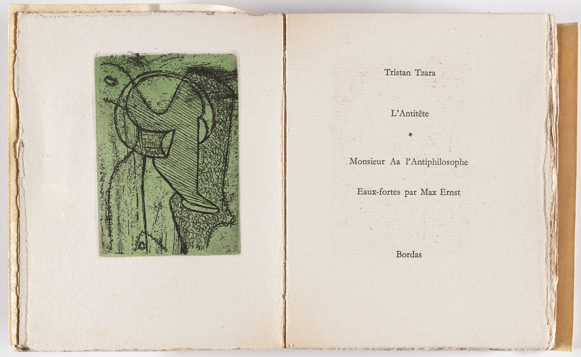 Max Ernst. Frontispiece from Monsieur Aa l'antiphilosophe: Volume I from L'Antitête. 1947–49, published 1949