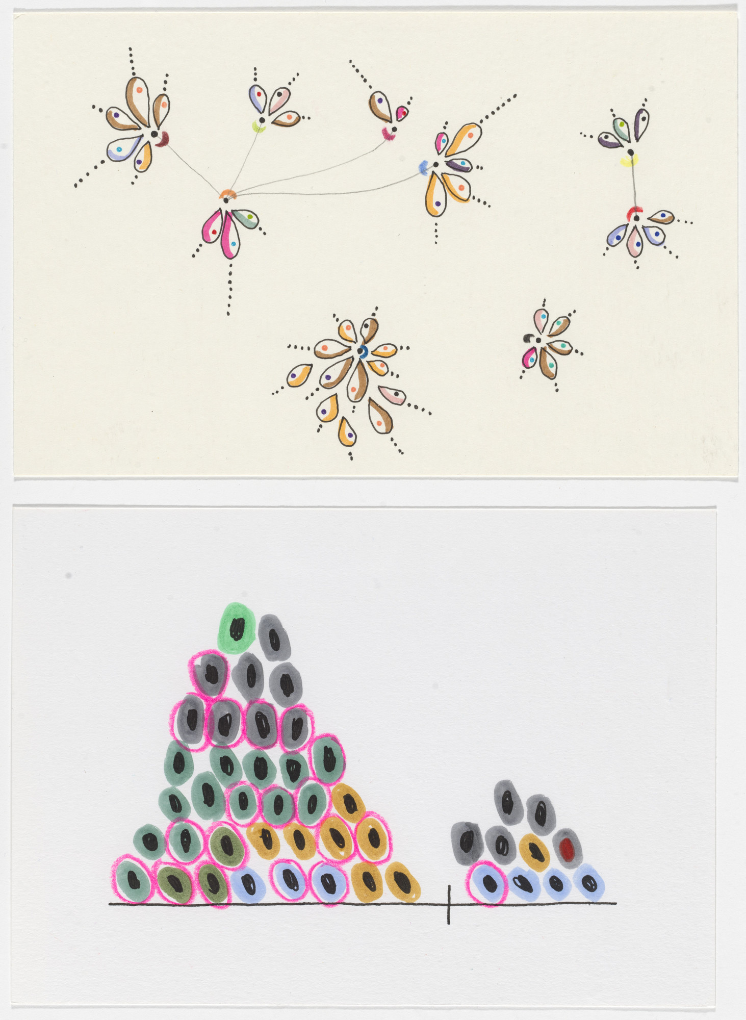 Giorgia Lupi, Stefanie Posavec. Dear Data: Week 38 (Negative Thoughts / A Week of Negative Thoughts-Pessimism)