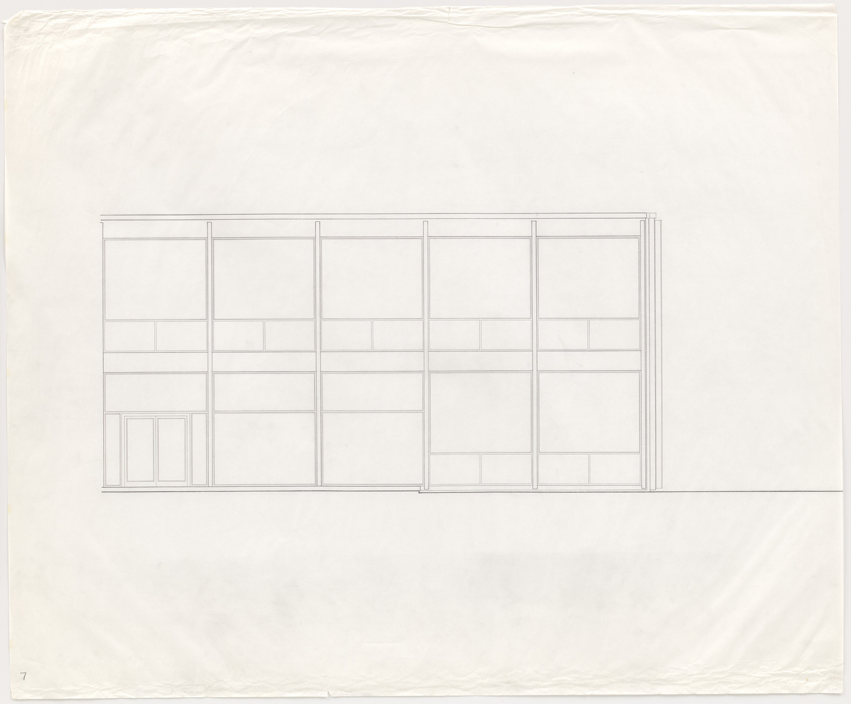 Ludwig Mies van der Rohe. Meredith Memorial Hall, Drake University, Des Moines, IA (Exterior elevation). 1962–1965