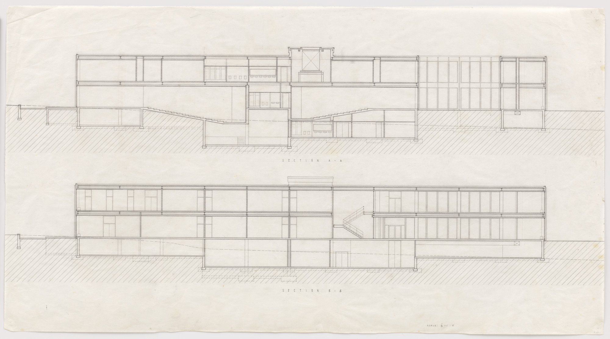 Ludwig Mies van der Rohe. Meredith Memorial Hall, Drake University, Des Moines, IA (Sections). 1962–1965