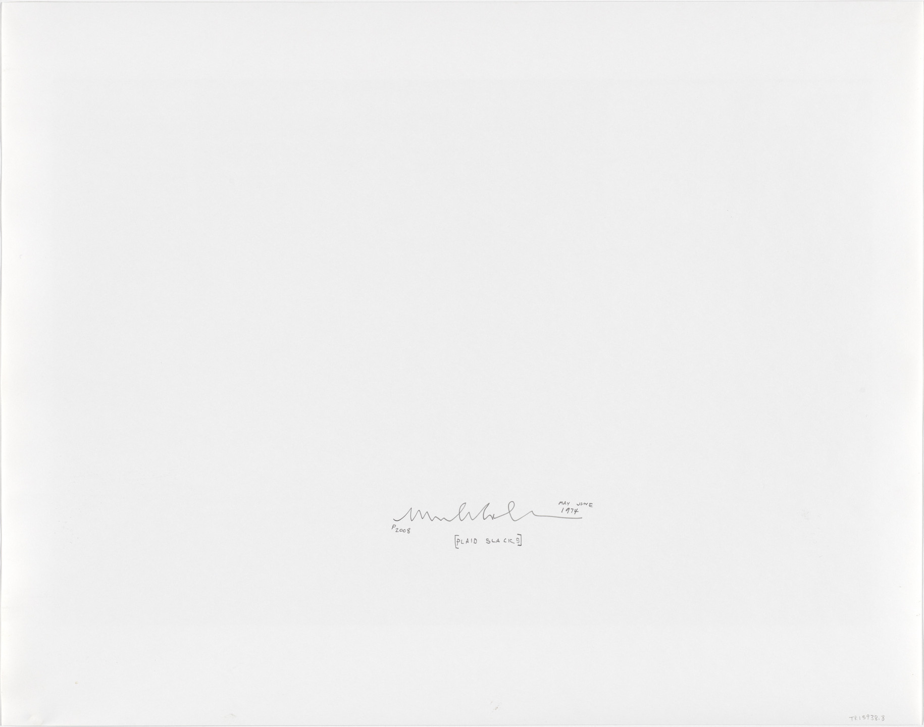 Mark Cohen. Plaid Slacks. 1974