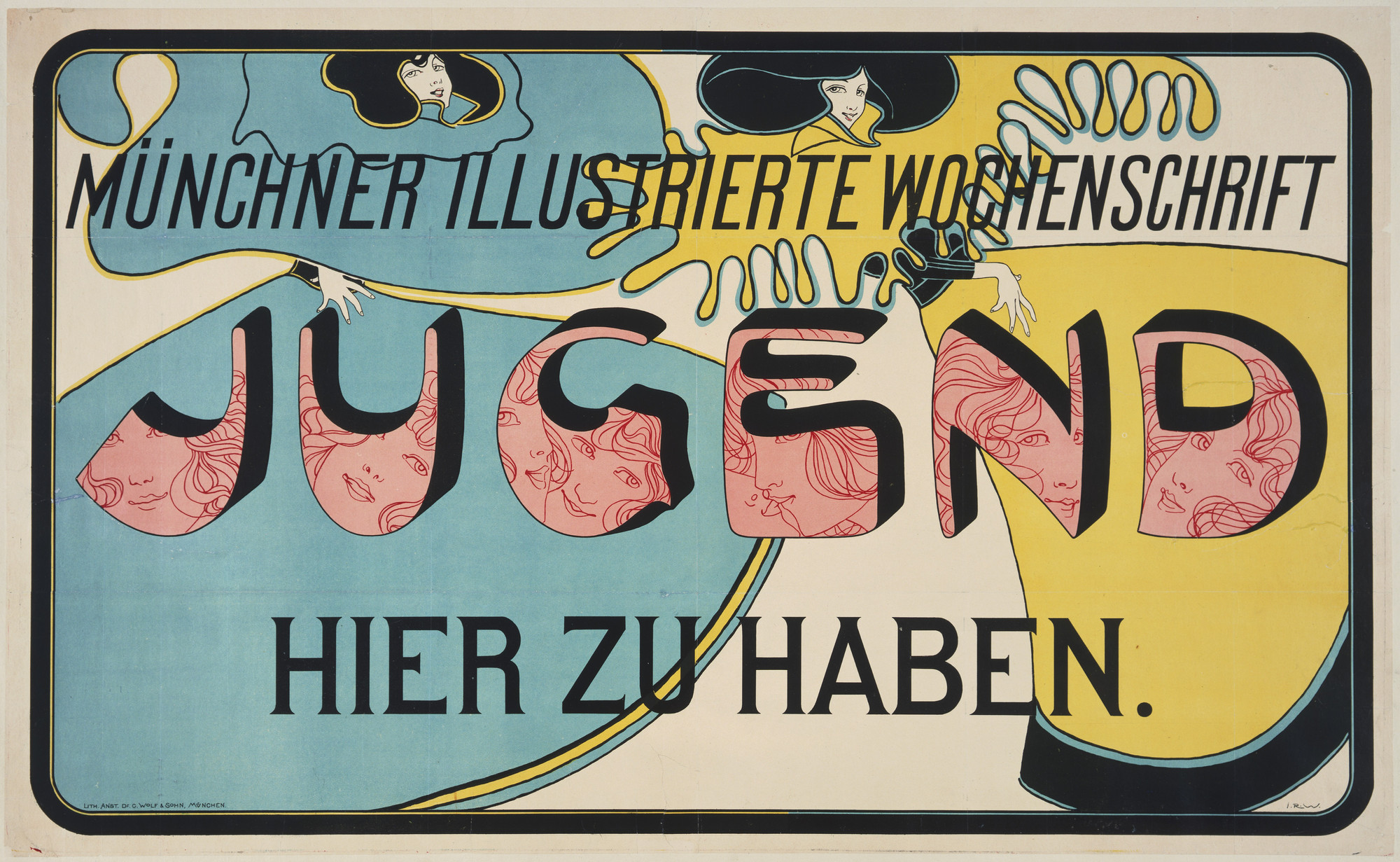 Josef Rudolf Witzel. Münchner Illustrierte Wochenschrift, Jugend, Hier Zu Haben (Münich illustrated weekly magazine "Youth" on sale here). 1896