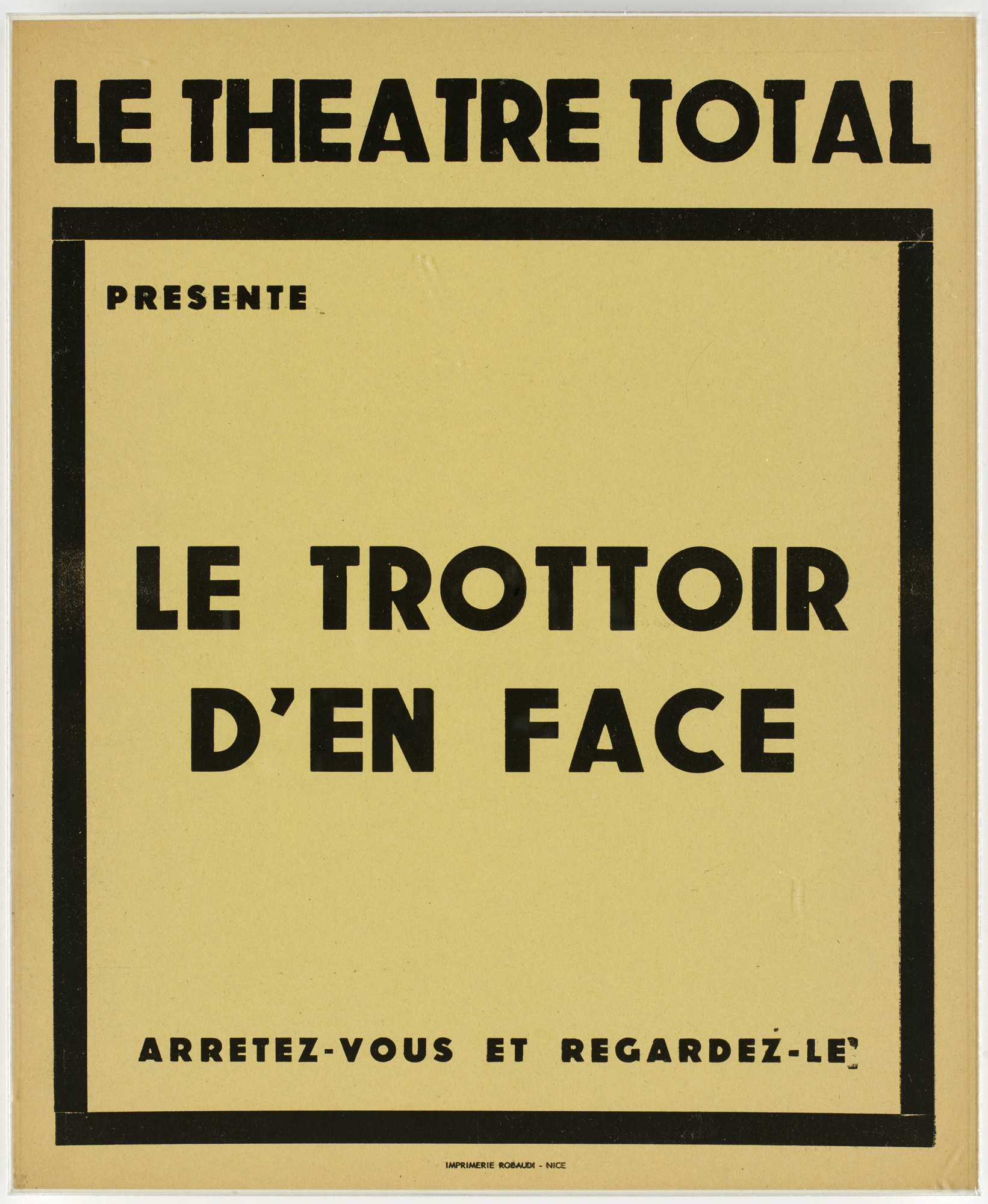 Ben Vautier. Poster for Le Trottoir d'en face