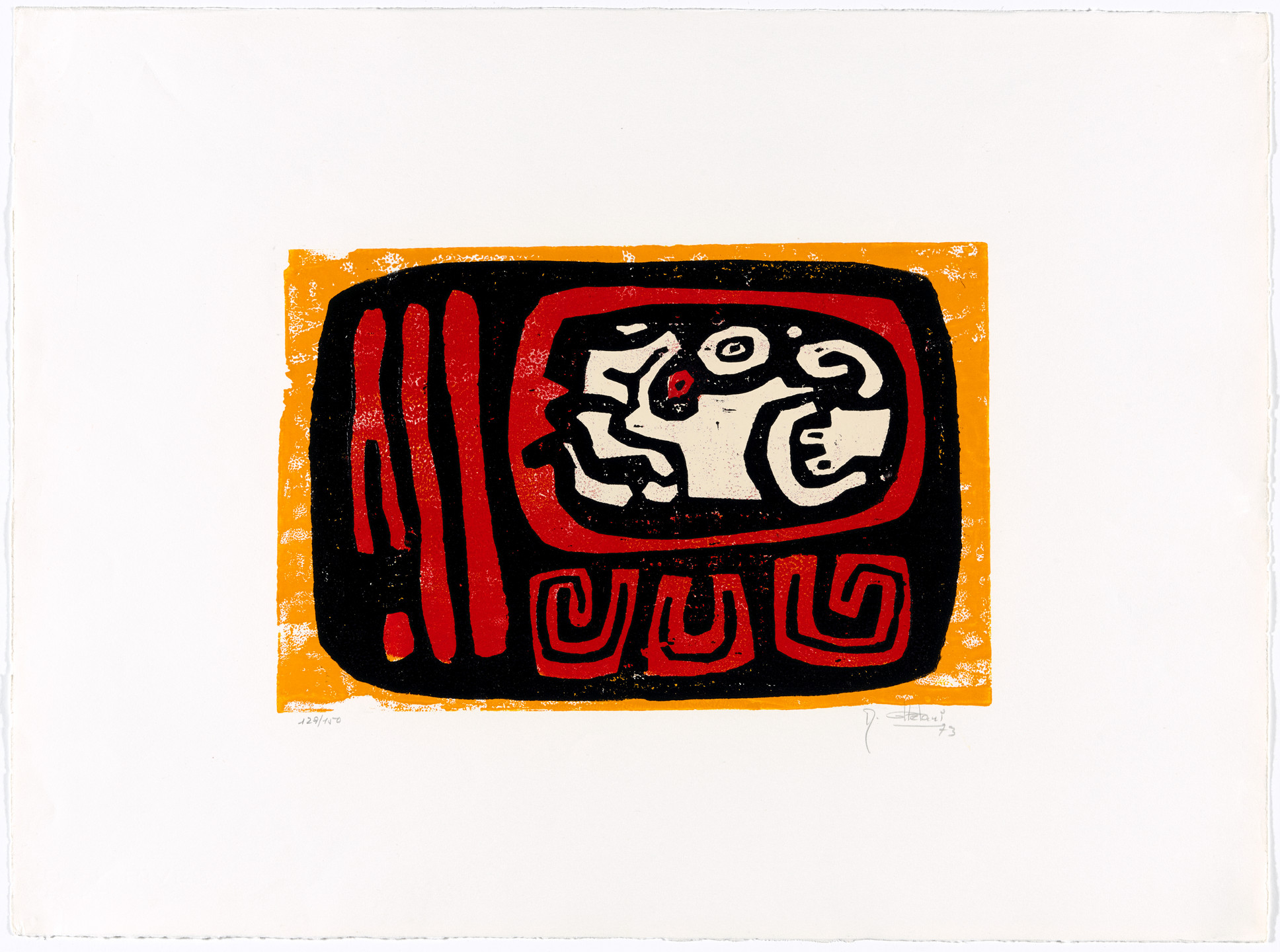Raúl Cattelani. Day 12 Ahau (Palenque) (Día 12 Ahau [Palenque]) from AGPA 73: Pan American Graphic Arts (AGPA 73: Artes gráficas panamericanas). 1973