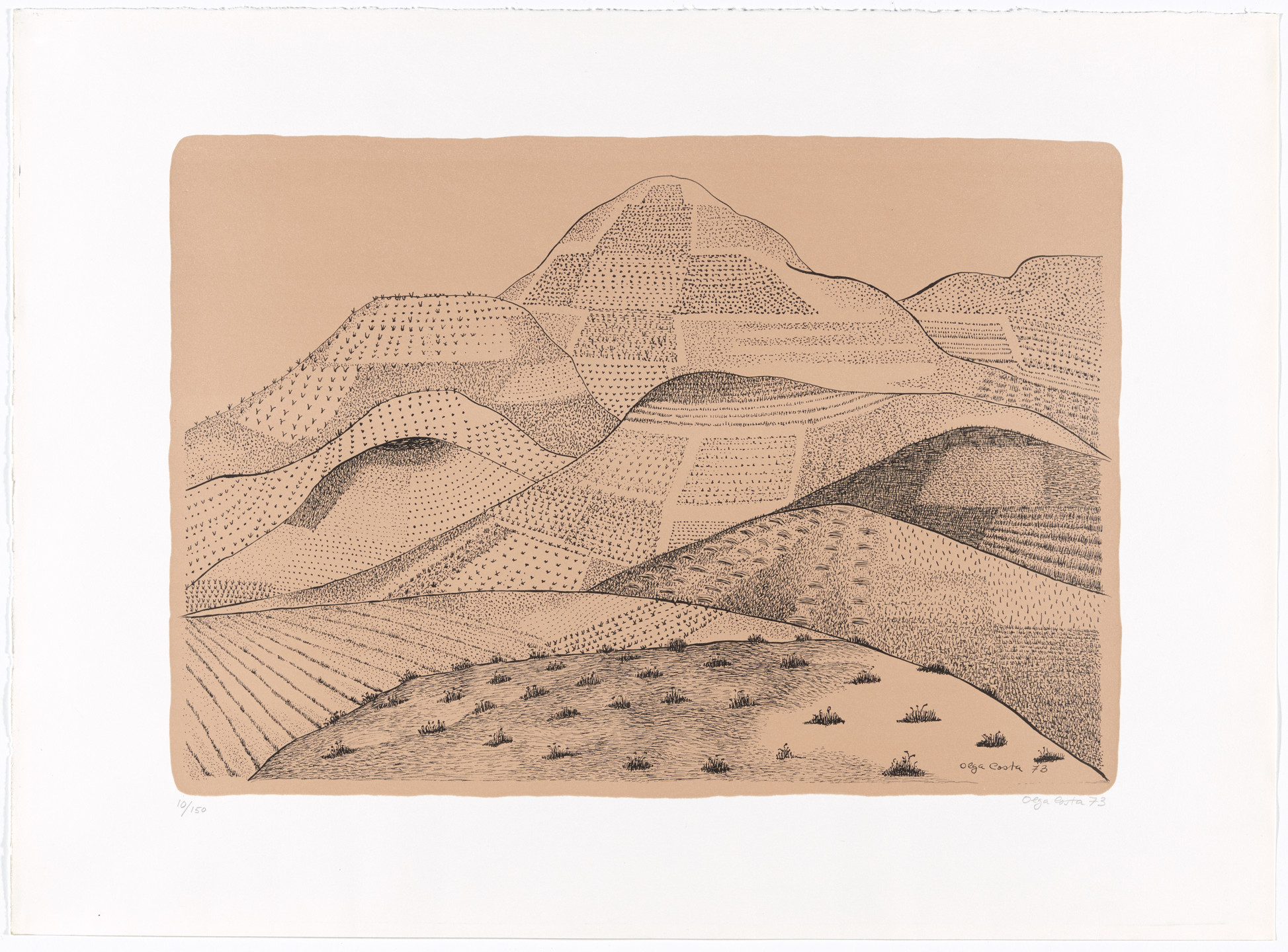 Olga Costa. Hills with Magueyes (Cerros con magueyes) from AGPA 73: Pan American Graphic Arts (AGPA 73: Artes gráficas panamericanas). 1973