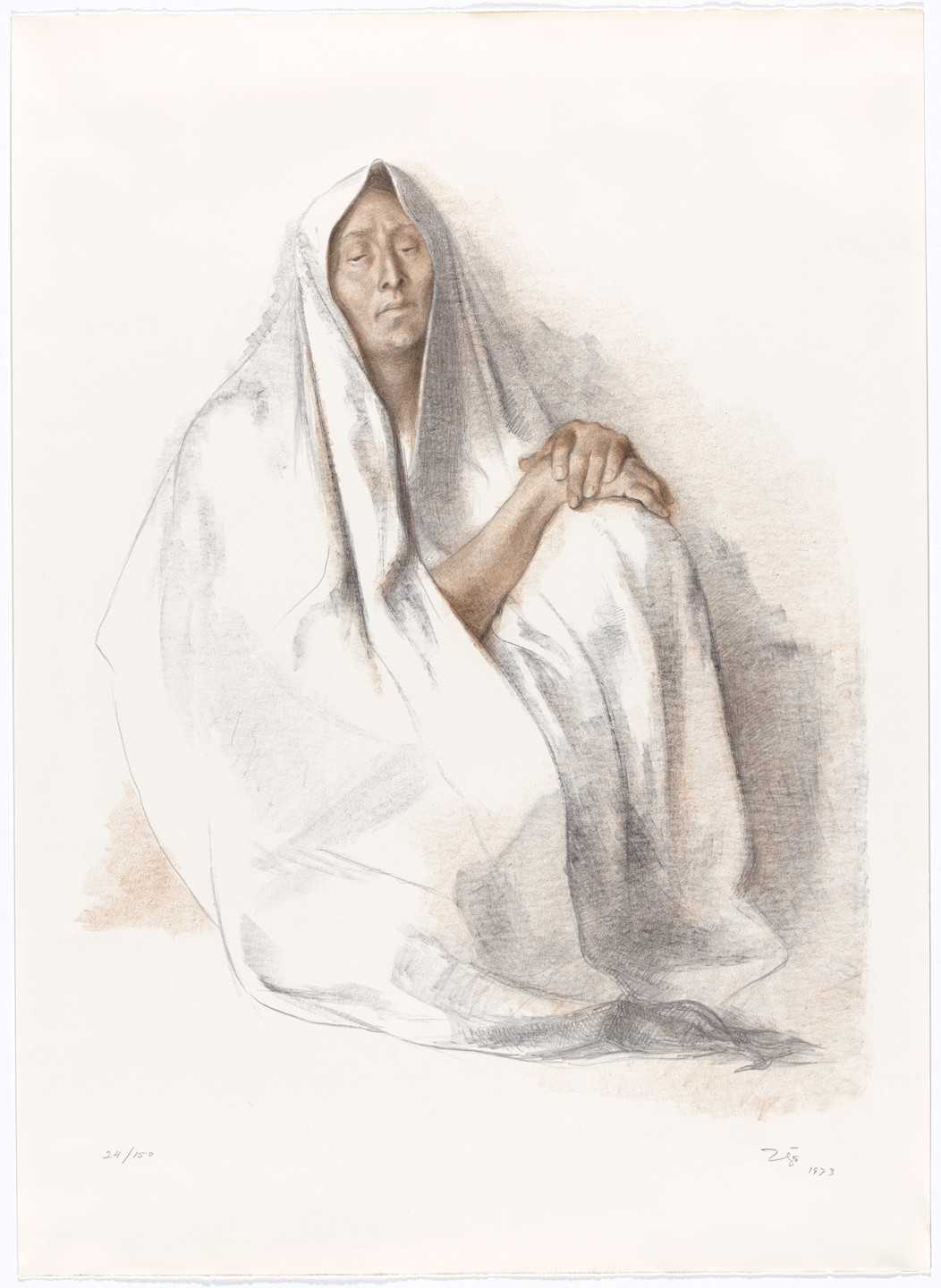 Francisco Zúñiga. Sitting Woman with Rebozo (Mujer sentada con rebozo) from AGPA 73: Pan American Graphic Arts (AGPA 73: Artes gráficas panamericanas). 1973