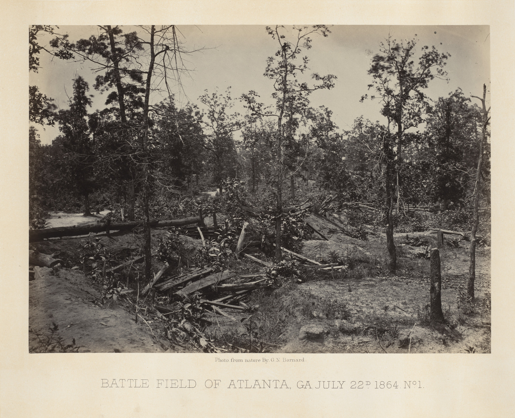 George N. Barnard. Battlefield of Atlanta, 22nd July, 1864, No. 1 from the album Photographic Views of Sherman&#39;s Campaign. 1864