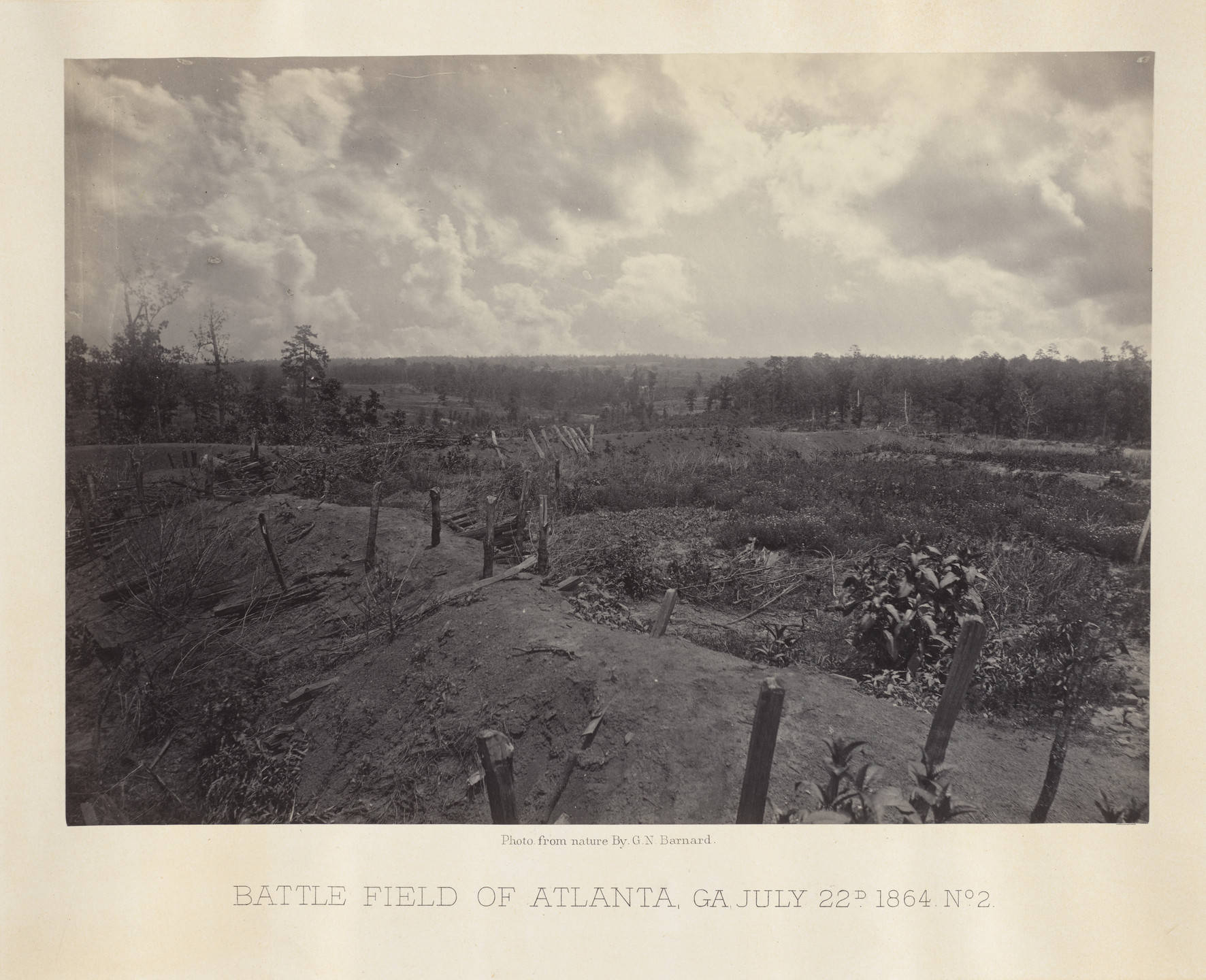 George N. Barnard. Battlefield of Atlanta, 22nd July, 1864, No. 2 from the album Photographic Views of Sherman&#39;s Campaign. 1864