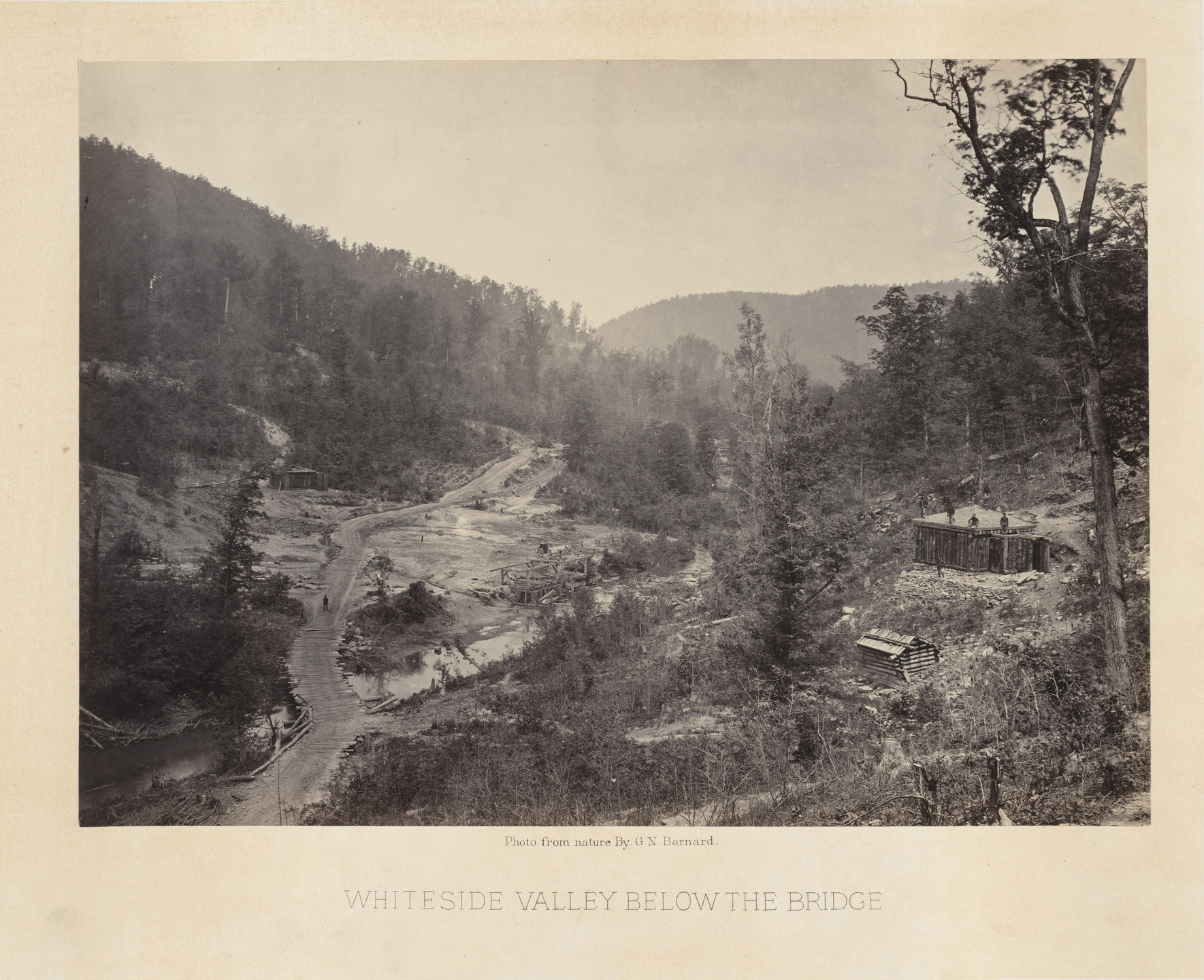 George N. Barnard. Whiteside Valley, below the Bridge from the album Photographic Views of Sherman&#39;s Campaign. 1864-65