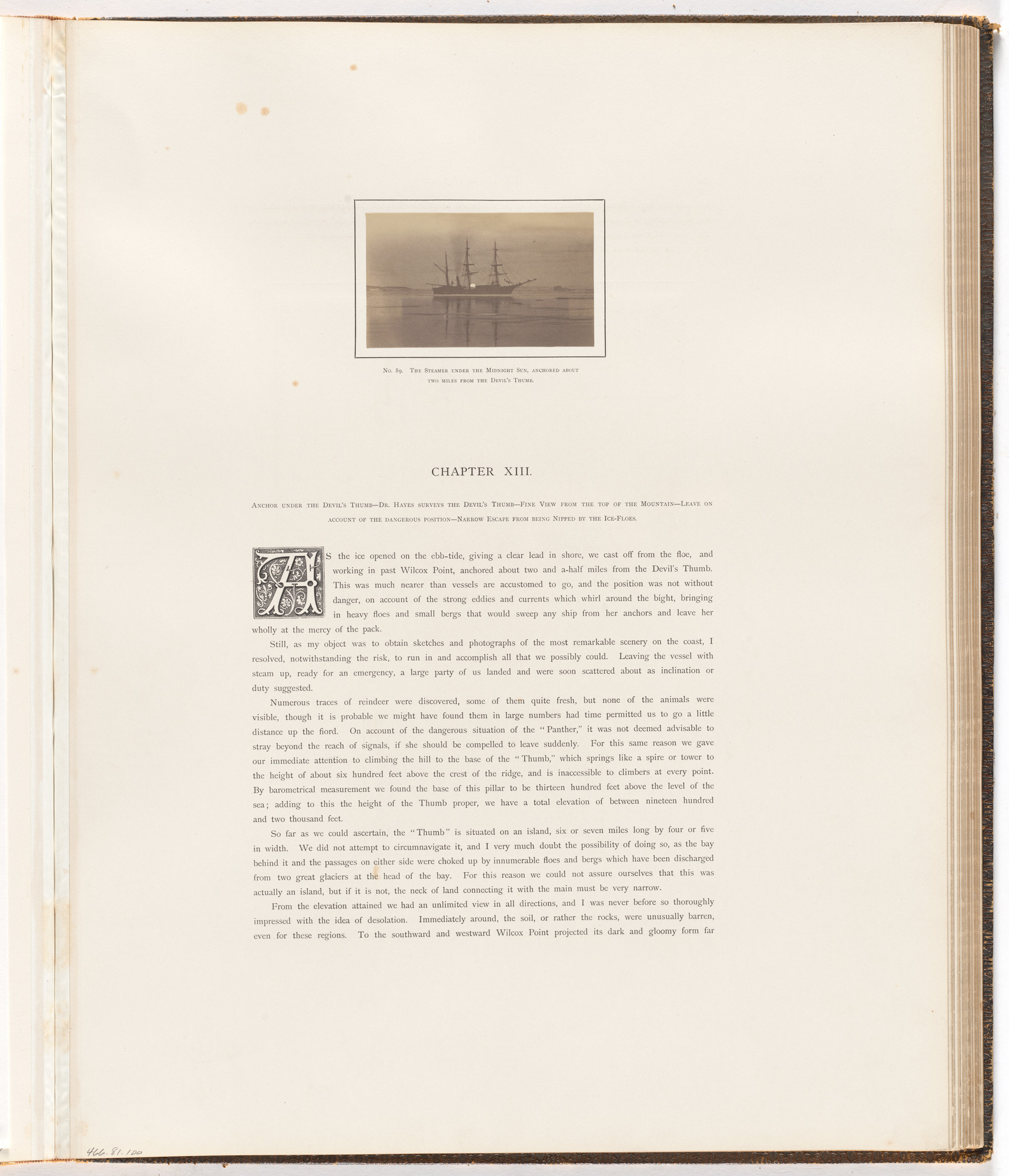 George P. Critcherson, John L. Dunmore, William Bradford. "The Steamer under the midnight sun, anchored about two miles from the Devil's Thumb."