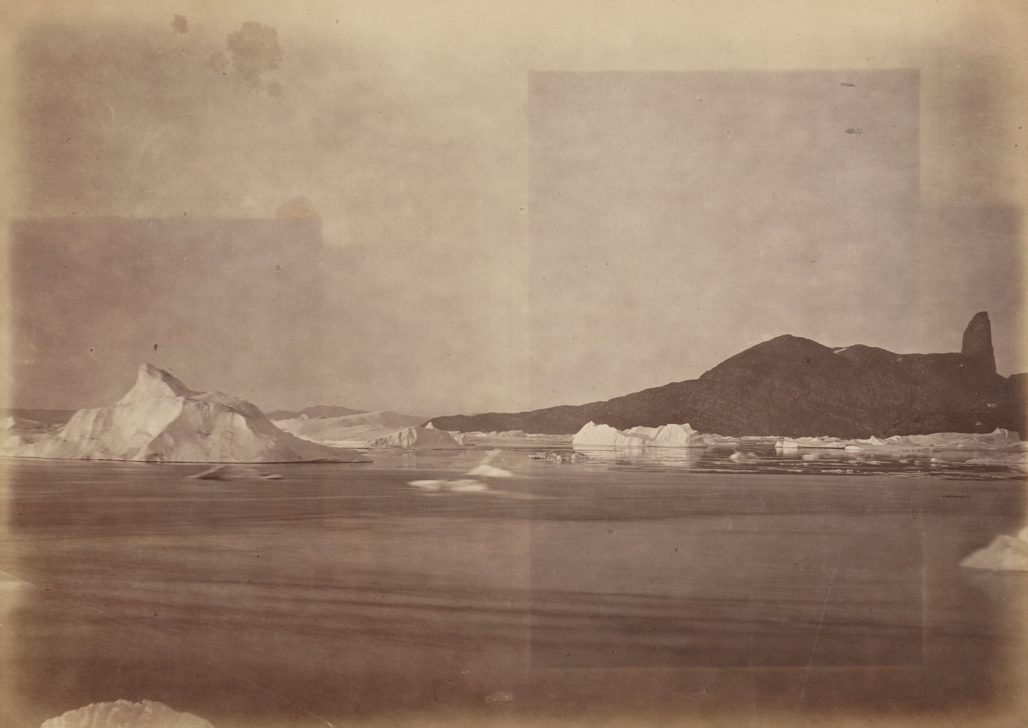George P. Critcherson, John L. Dunmore, William Bradford. "View of the Devil's Thumb, taken about two miles from the base of the mountain". 1869