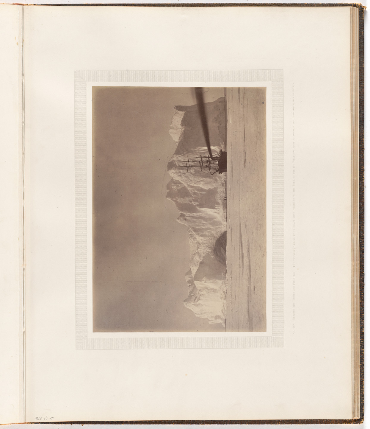 George P. Critcherson, John L. Dunmore, William Bradford. "Between the Iceberg and Field Ice. The "Panther" firing up to escape being forced on to the Berg, as the Ice-Field was swinging towards the Berg which was grounded.". 1869