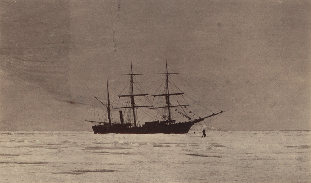 "The "Panther" fast in the field ice in Melville Bay."
