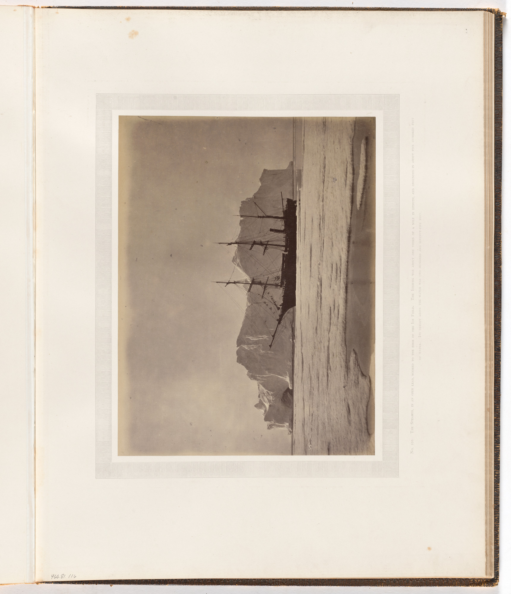 George P. Critcherson, John L. Dunmore, William Bradford. "The steamer, in an open lead, moored to the edge of the ice field"