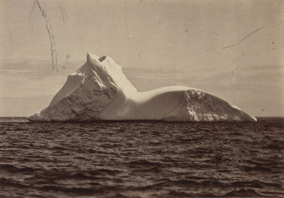 George P. Critcherson, John L. Dunmore, William Bradford. "Iceberg drifting with the current about two miles the hour, and was two hundred feet above the Water"

