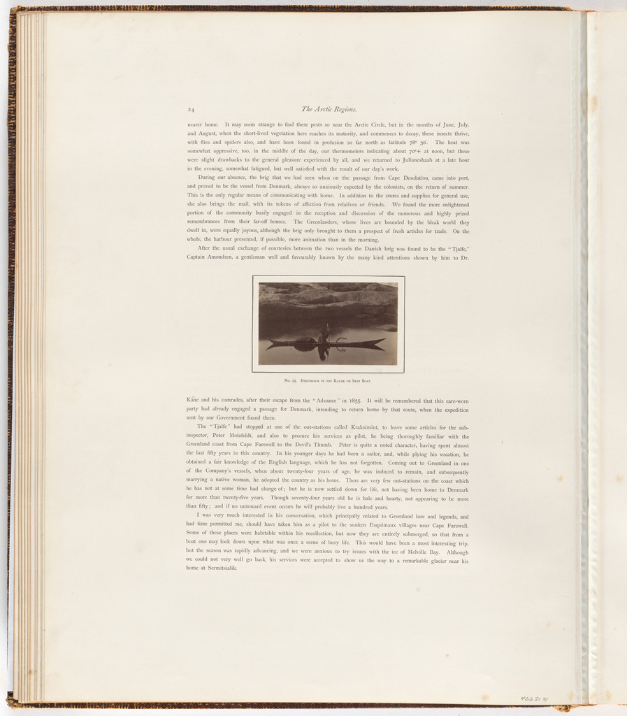 “Esquimaux in his kayak or skin boat”