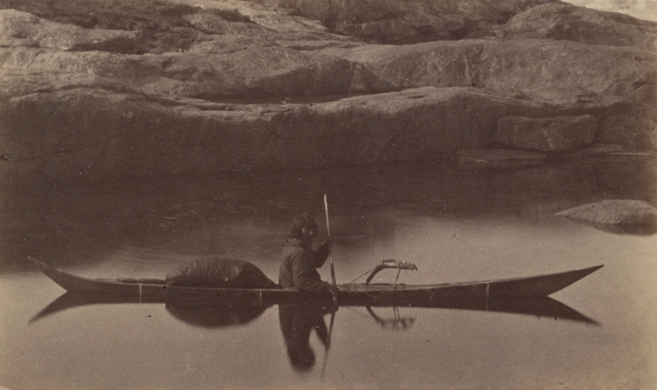 George P. Critcherson, John L. Dunmore, William Bradford. “Esquimaux in his kayak or skin boat”. 1869