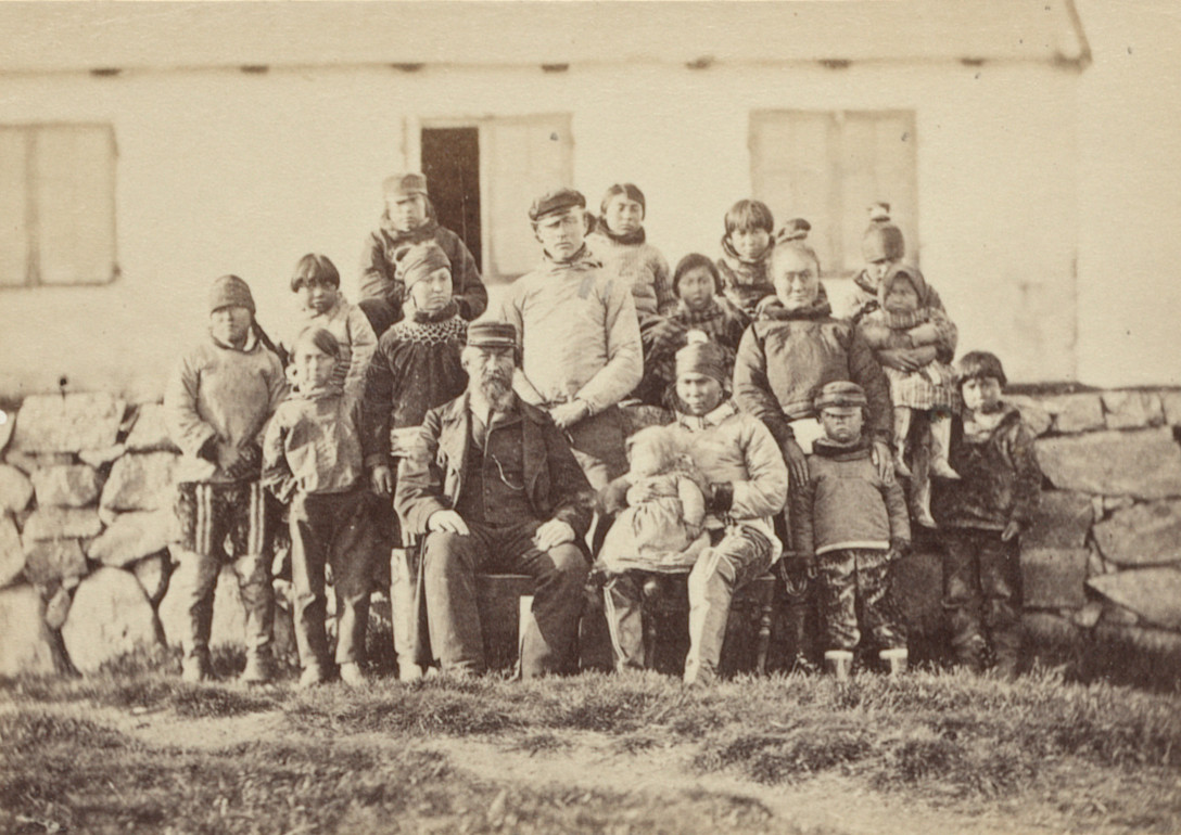 George P. Critcherson, John L. Dunmore, William Bradford. “Peter Motzfeldt and family at Kraksimiut”. 1869